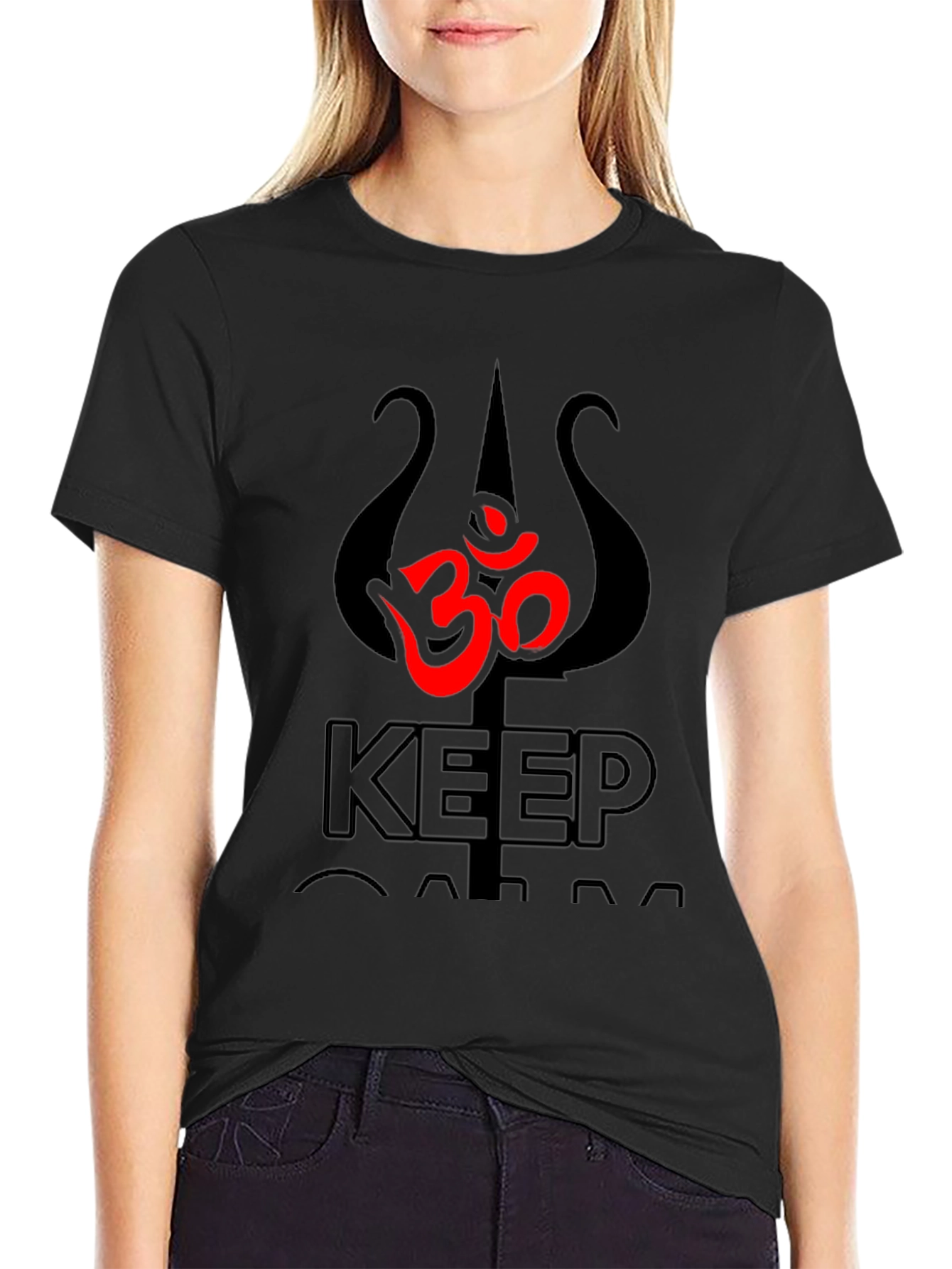 Black Om Symbol Black T-Shirt view 2