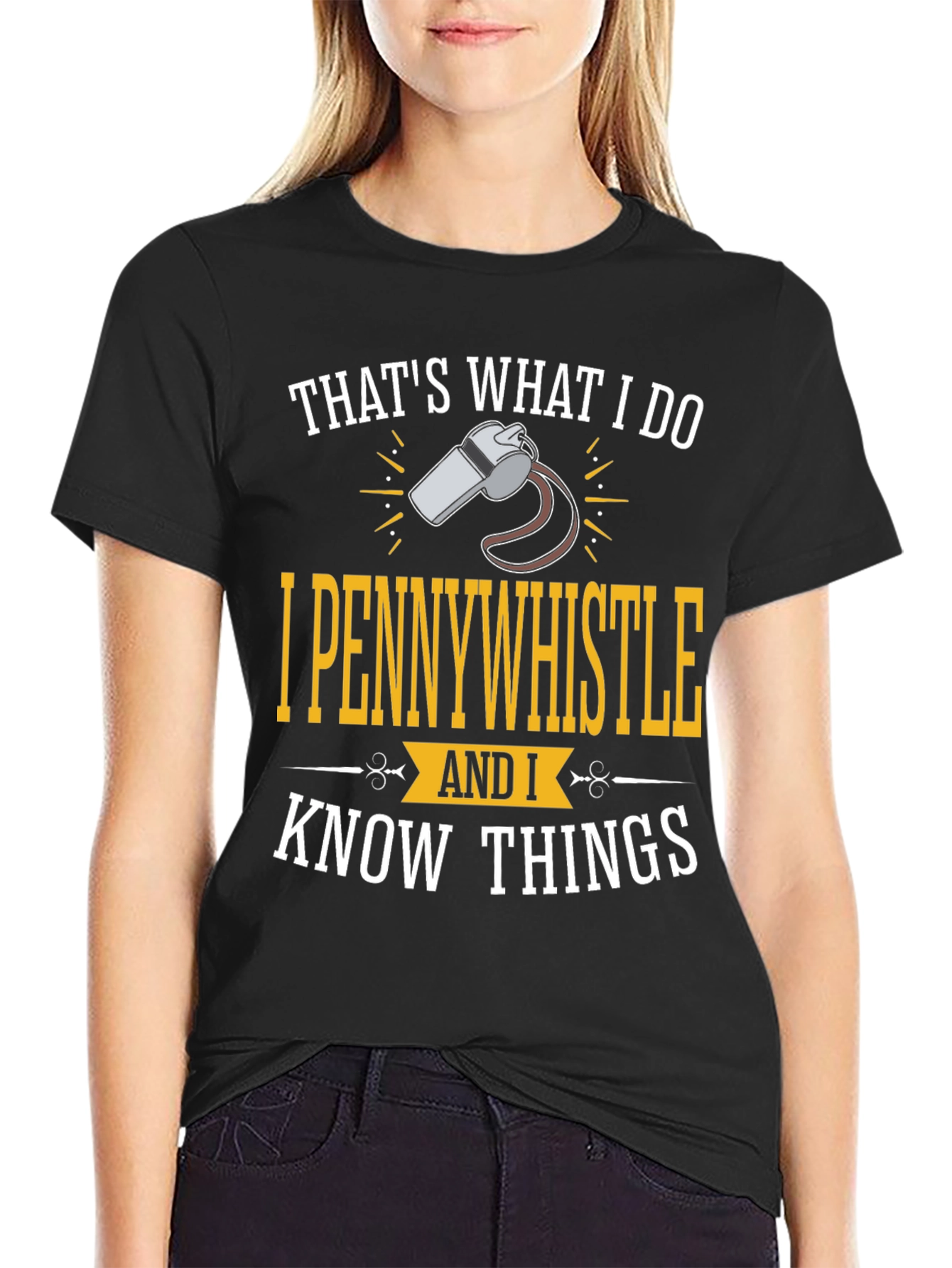 Black I Pennywhistle Funny Graphic T-Shirt view 2