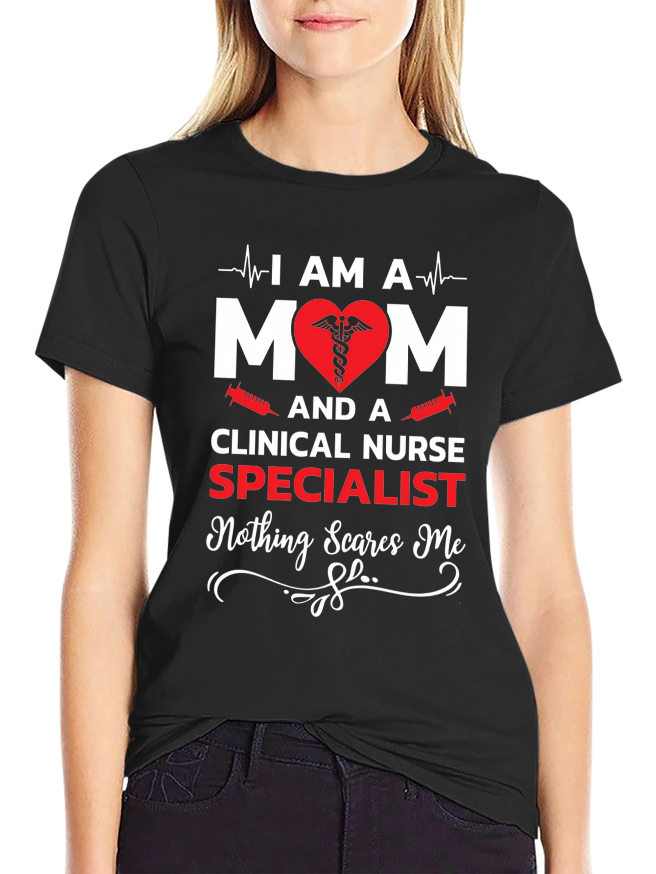 Black I Am A Mom & Clinical Nurse Specialist T-Shirt view 2