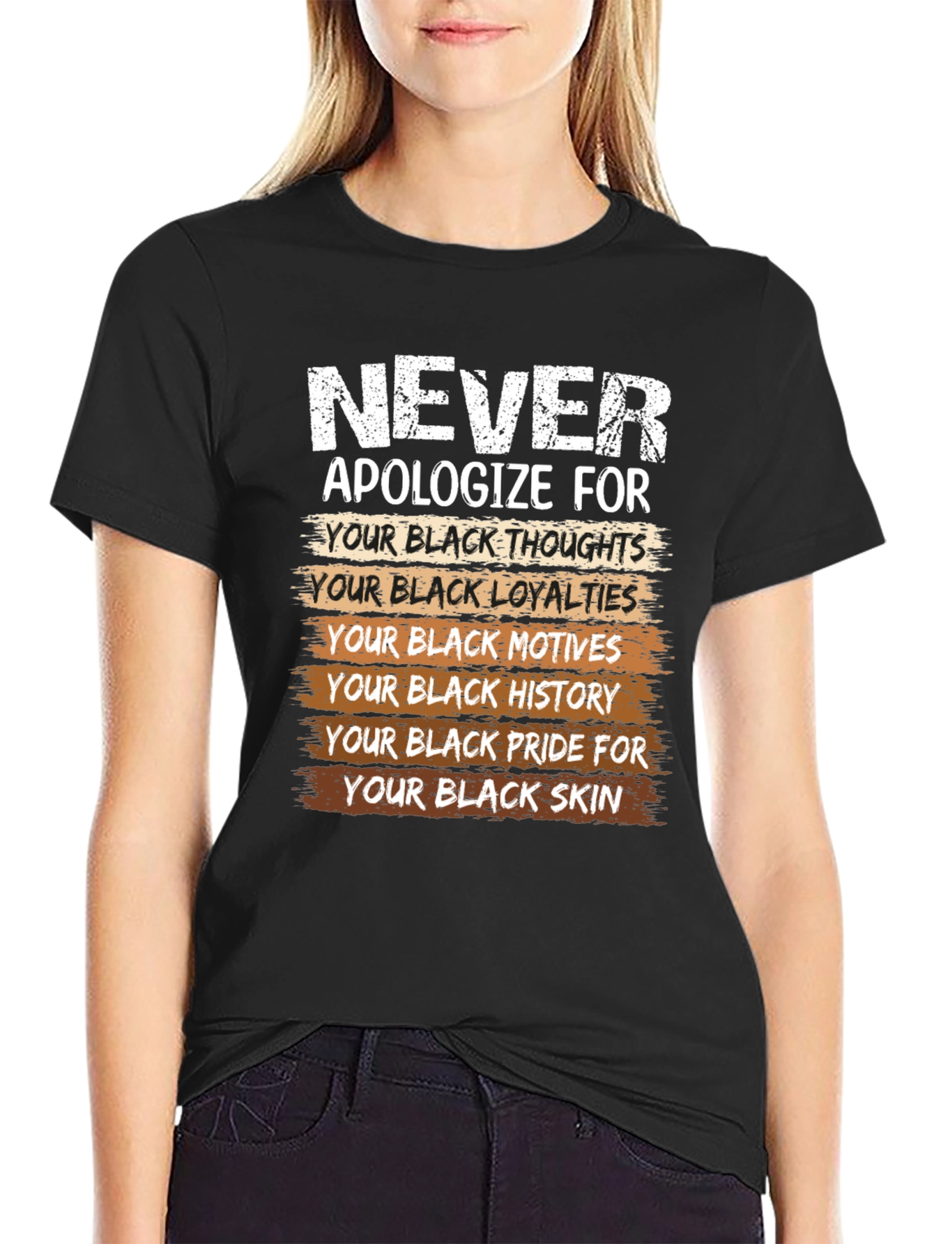 Black Never Apologize Black Pride T-Shirt view 2