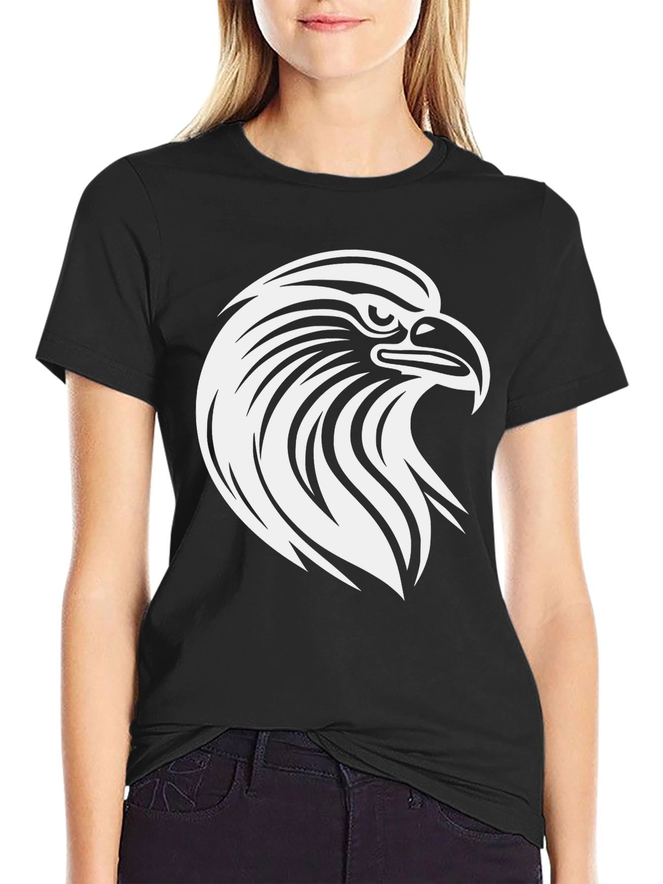 Black Bold Eagle Graphic Tee - Black Cotton T-Shirt view 2