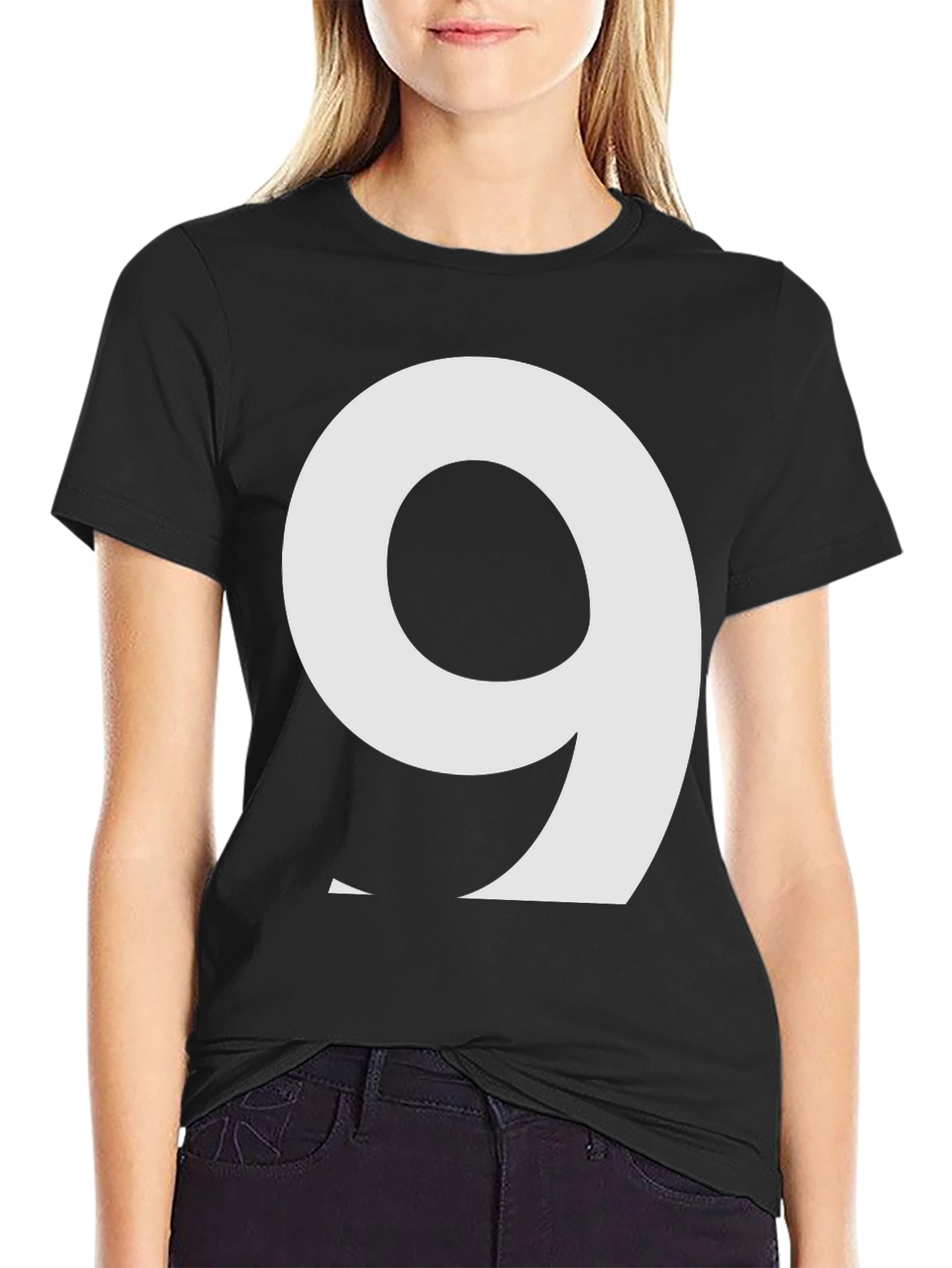 Black Number 9 Graphic Tee - Bold & Stylish Cotton Shirt view 2