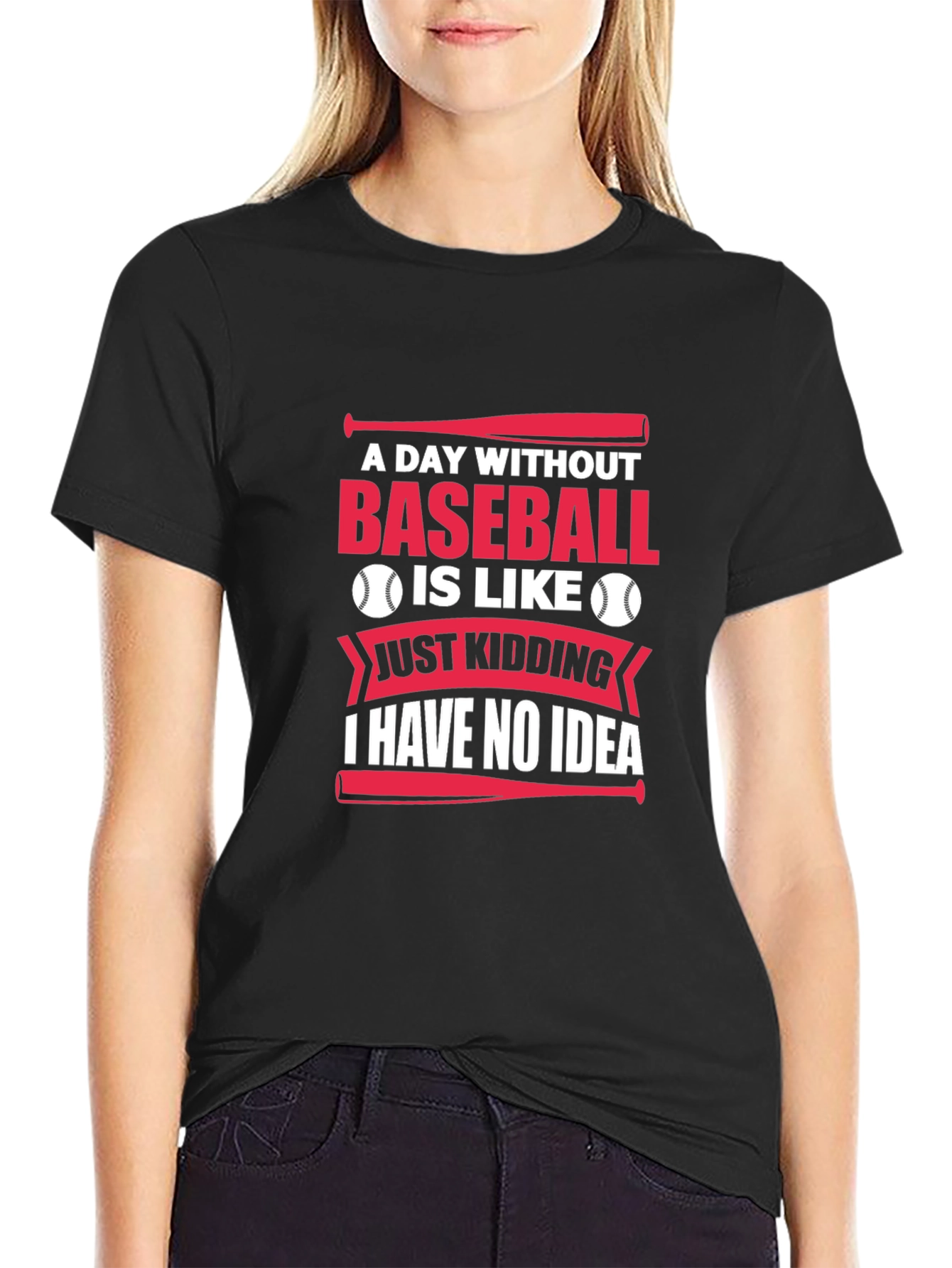 Black Baseball Lover T-Shirt: A Day Without Baseball view 2