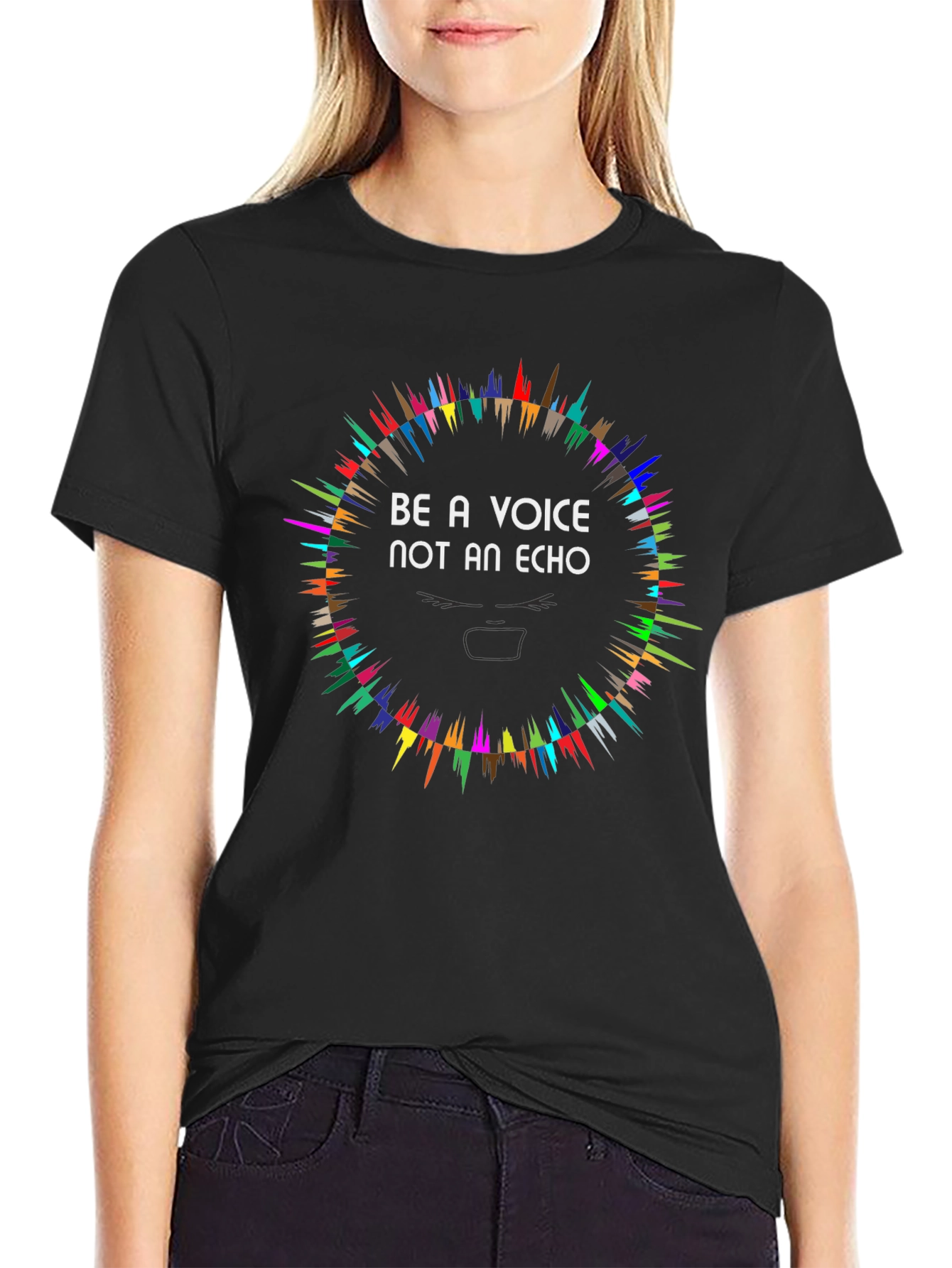 Black Be a Voice Tee - Colorful Statement Shirt view 2