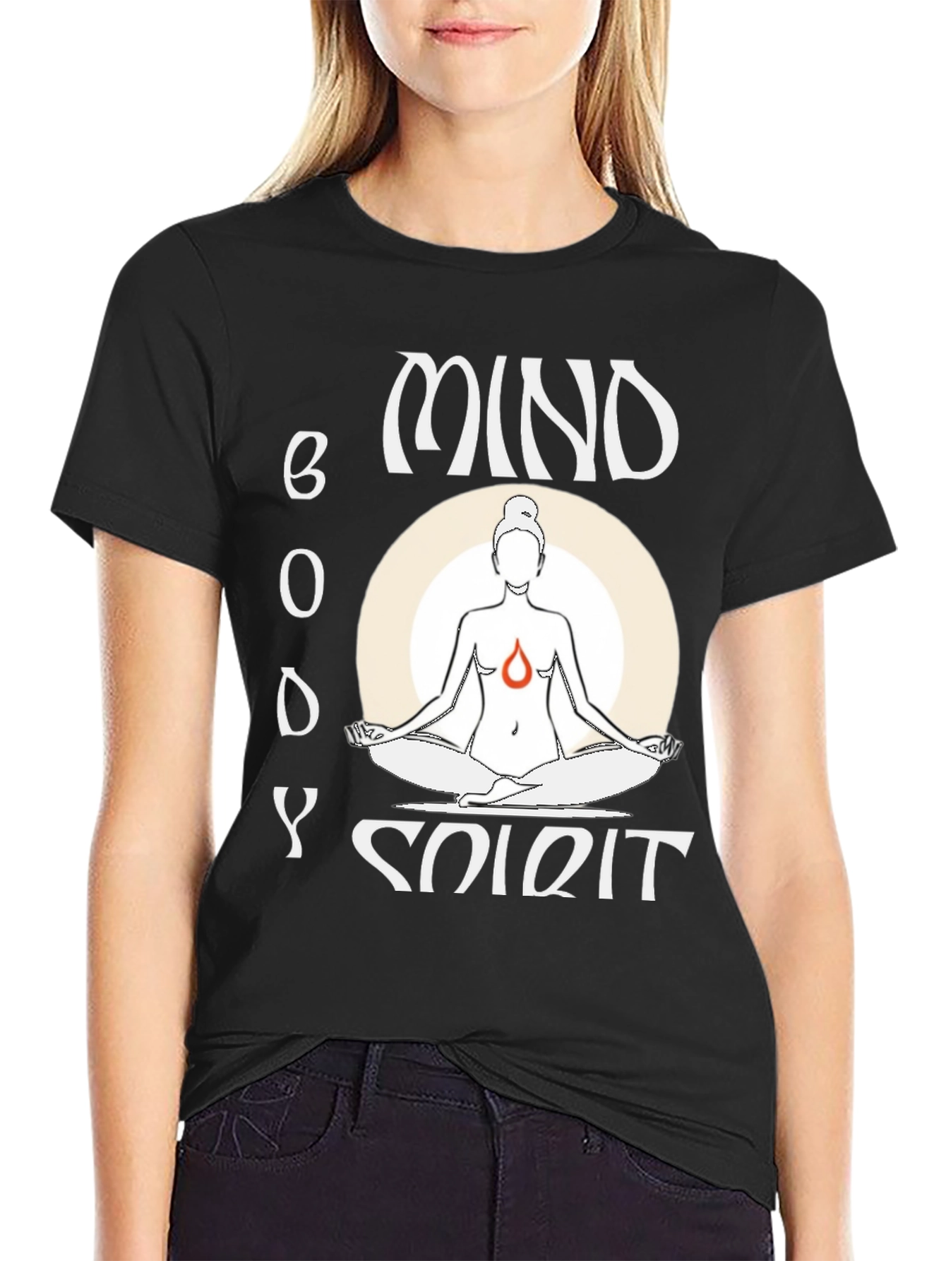 Black Mind Body Spirit Yoga T-Shirt view 2