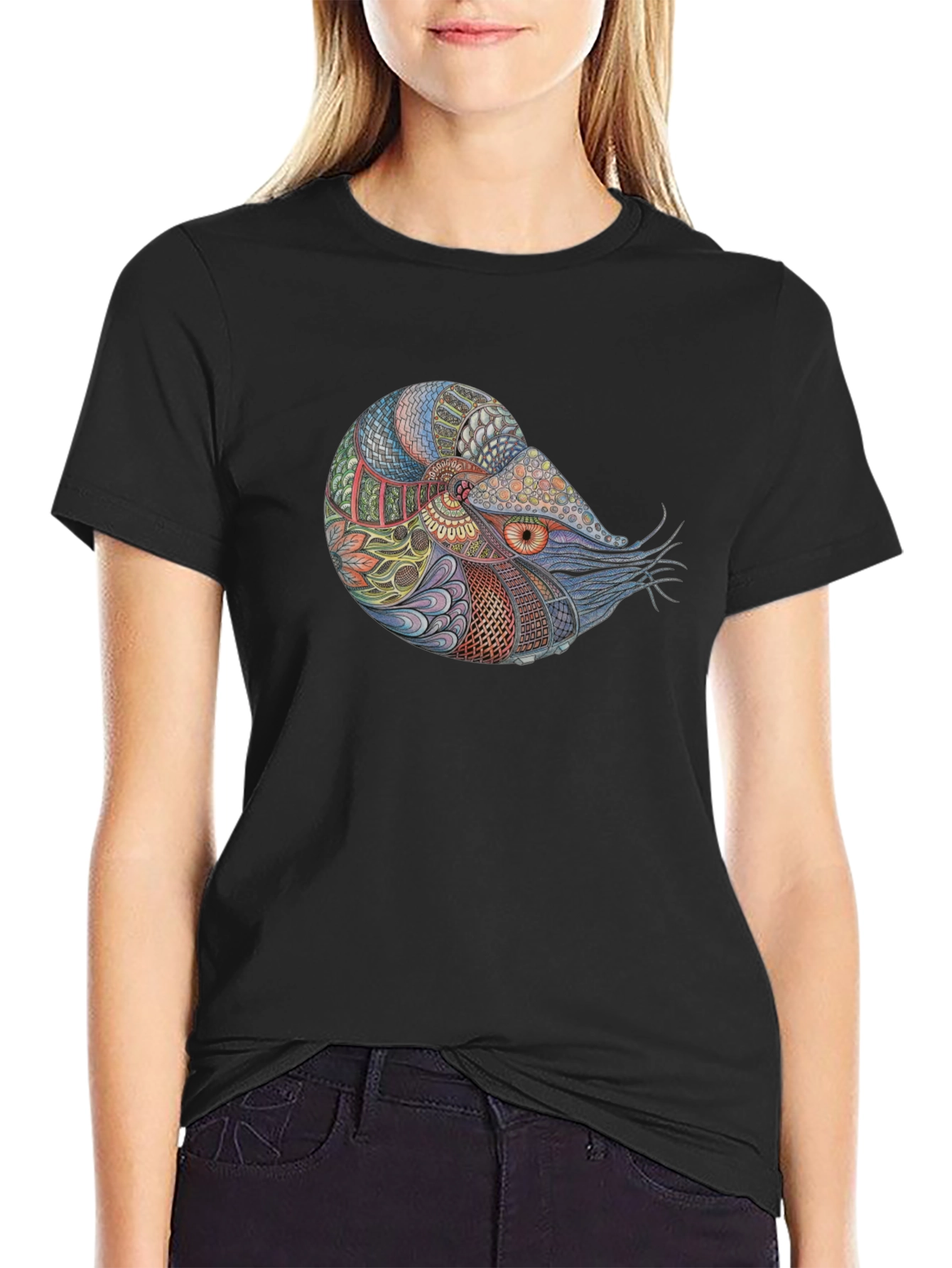 Black Nautilus Graphic Black T-Shirt view 2