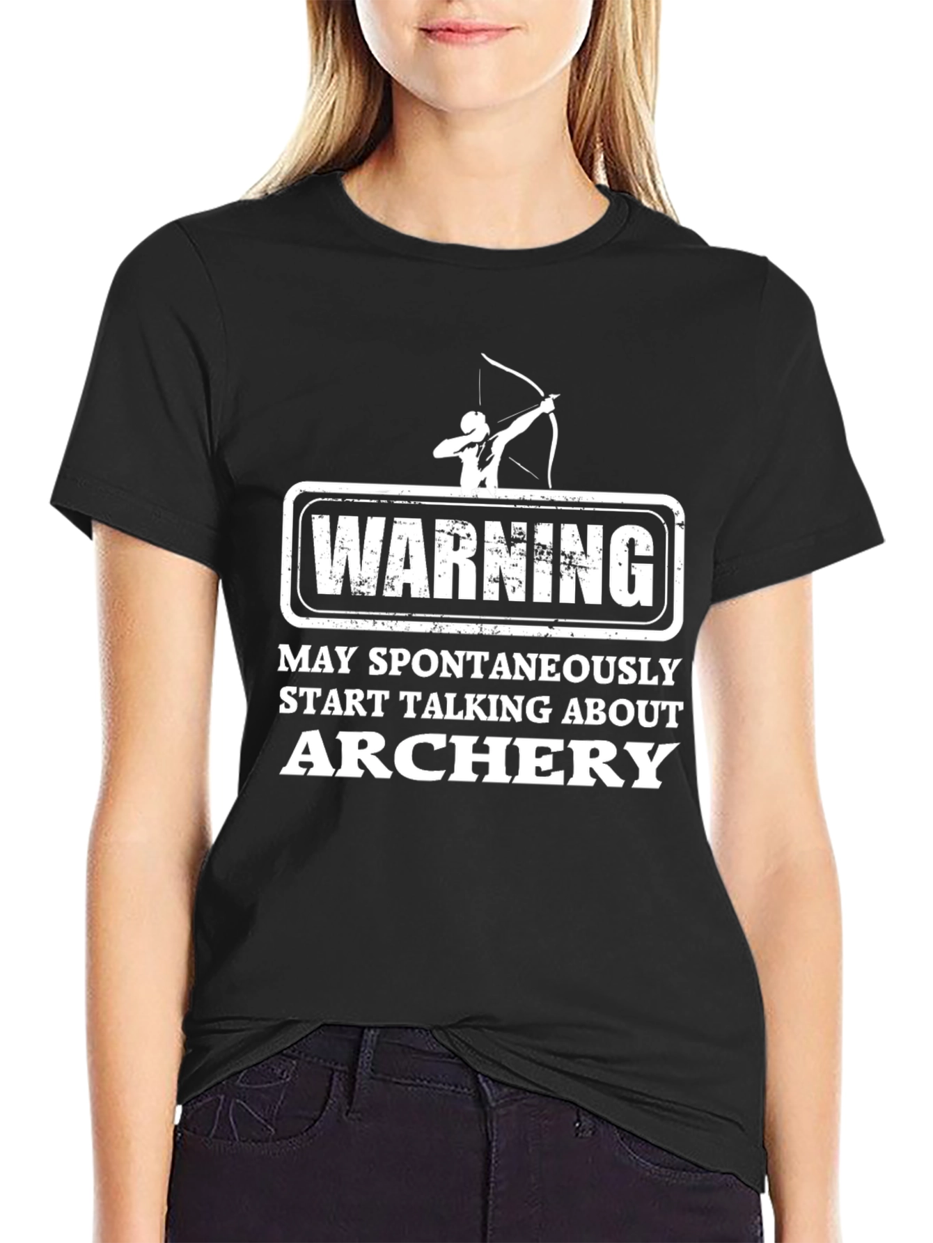 Black Funny Archery Warning T-Shirt view 2