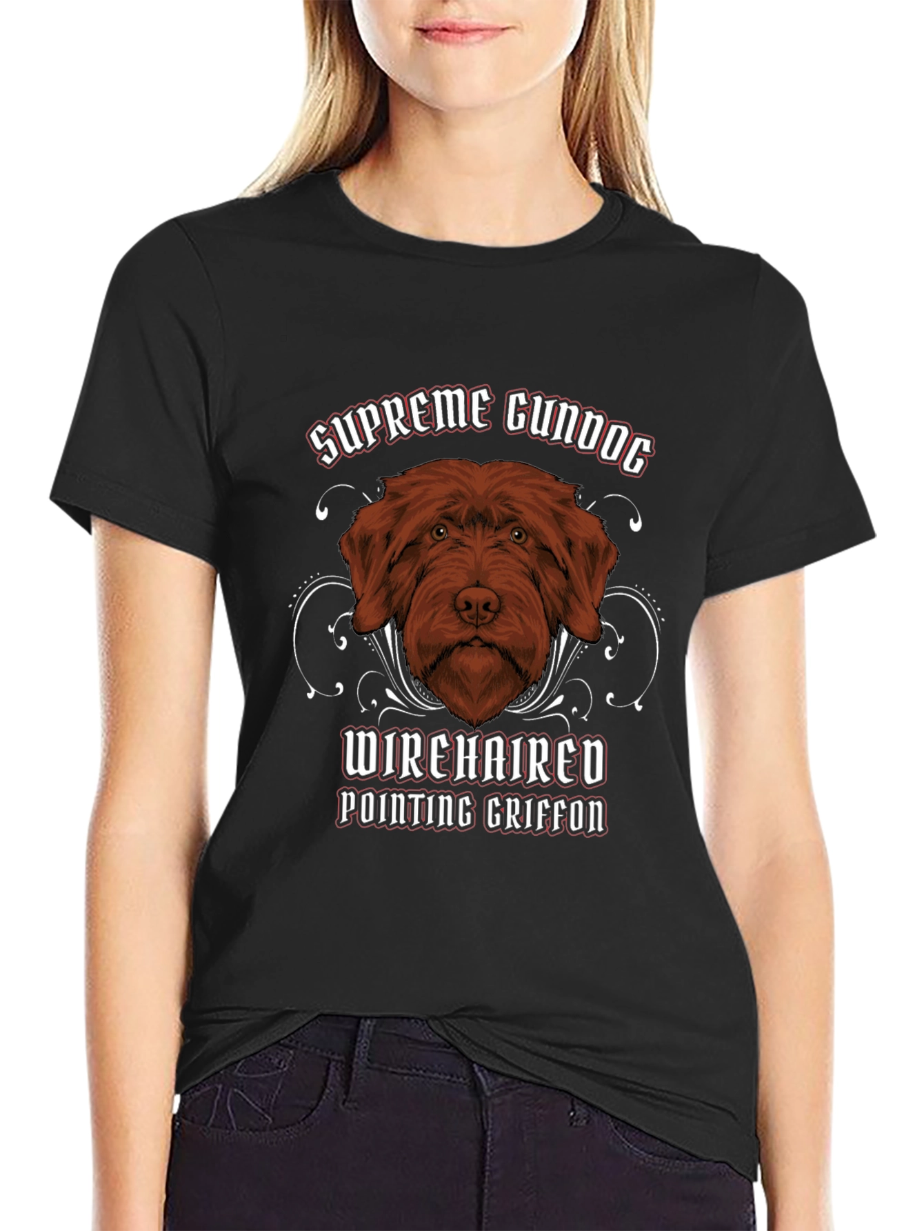 Black Supreme Gundog Wirehaired Pointing Griffon T-Shirt view 2