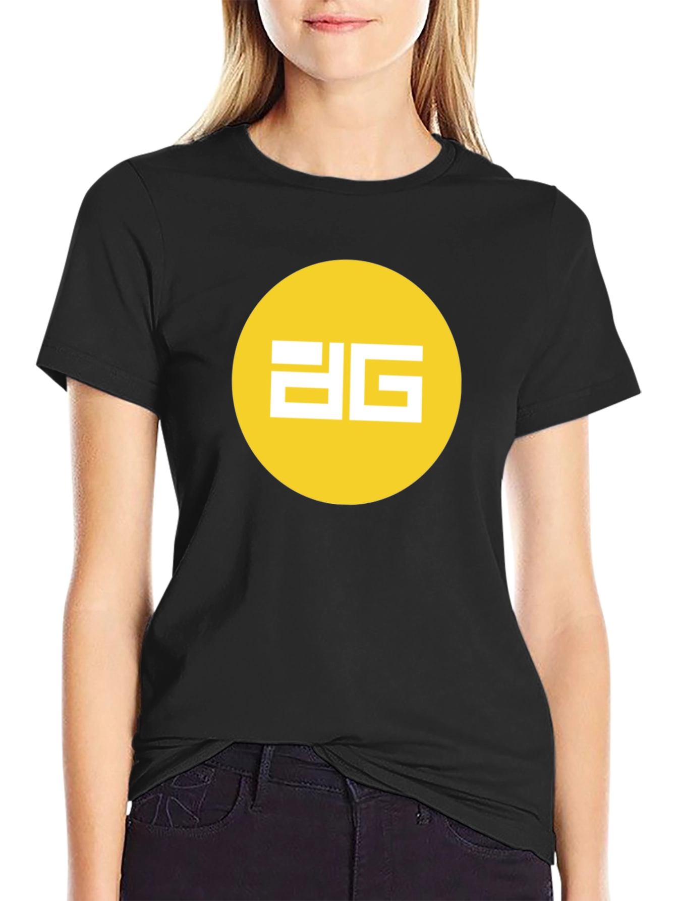 Black Modern Black Tee - Yellow Circle Graphic Design view 2