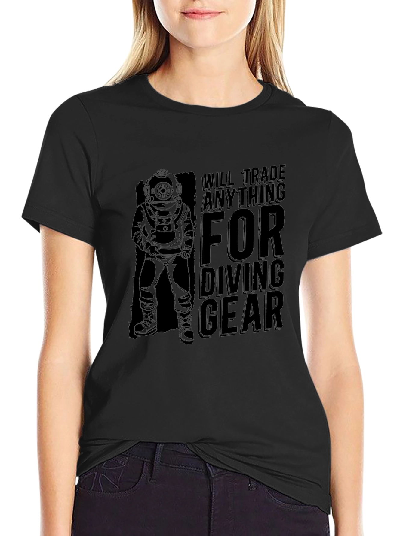Black Diving Gear T-Shirt - Dive Enthusiast Apparel view 2