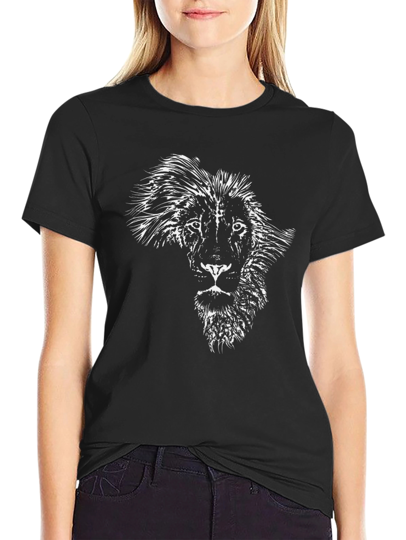 Black Lion Africa Map Graphic Black T-Shirt view 2