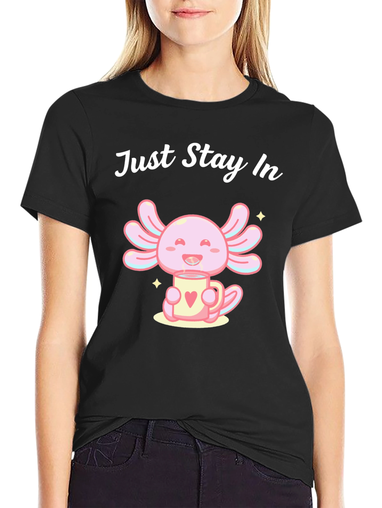 Black Just Stay In Axolotl T-Shirt view 2