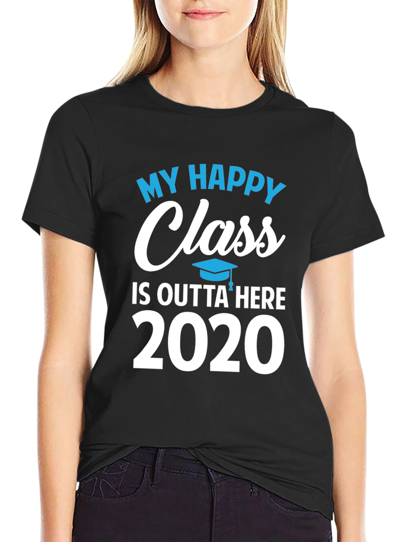 Black My Happy Class 2020 Graduation T-Shirt view 2