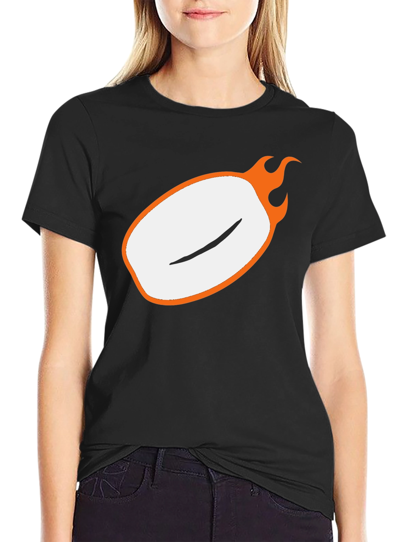 Black Men's Black Graphic Tee - Flaming Oval Design view 2