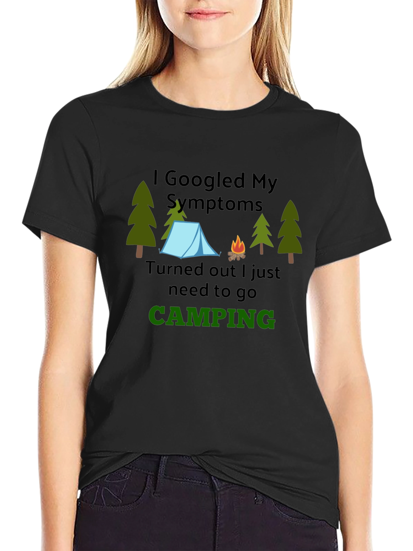 Black I Googled My Symptoms Camping T-Shirt view 2