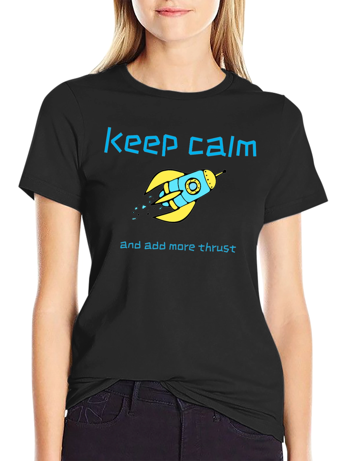 Black Keep Calm Rocket T-Shirt view 2