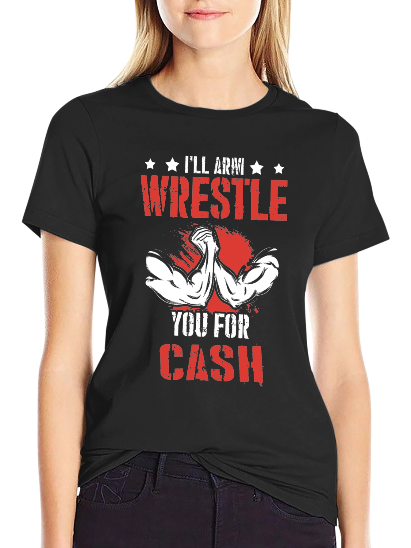 Black Arm Wrestling T-Shirt - I'll Wrestle You For Cash view 2