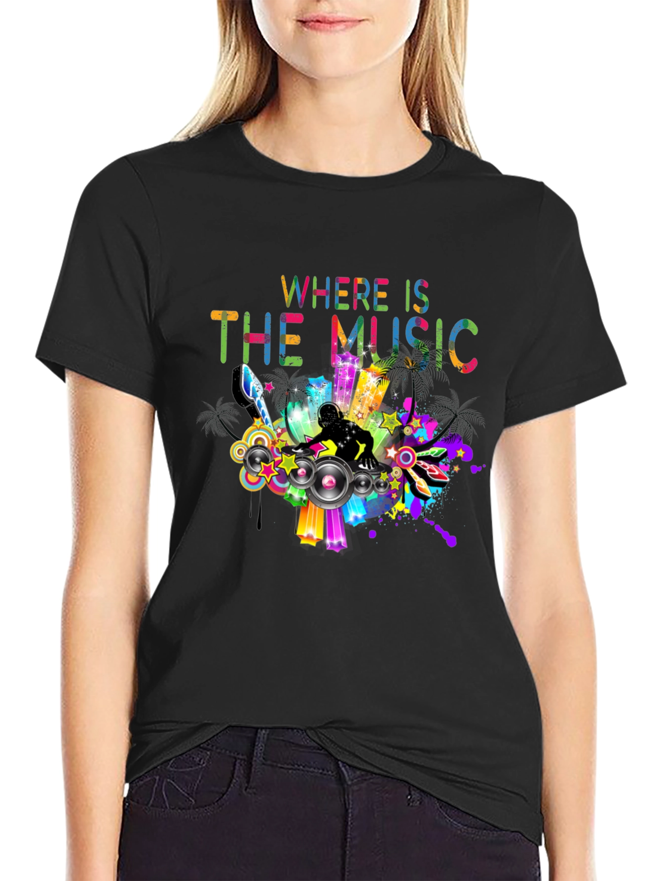 Black Where is the Music DJ Graphic Tee view 2