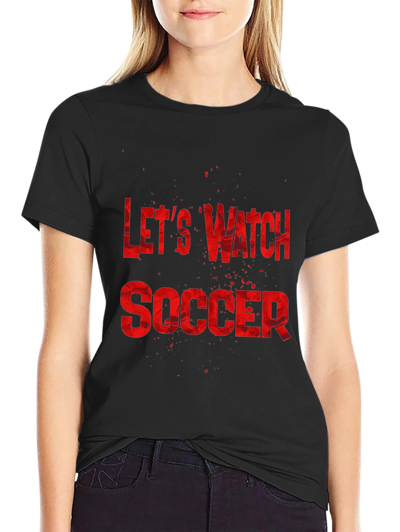 Black Let's Watch Soccer Graphic Tee - Black T-Shirt view 2