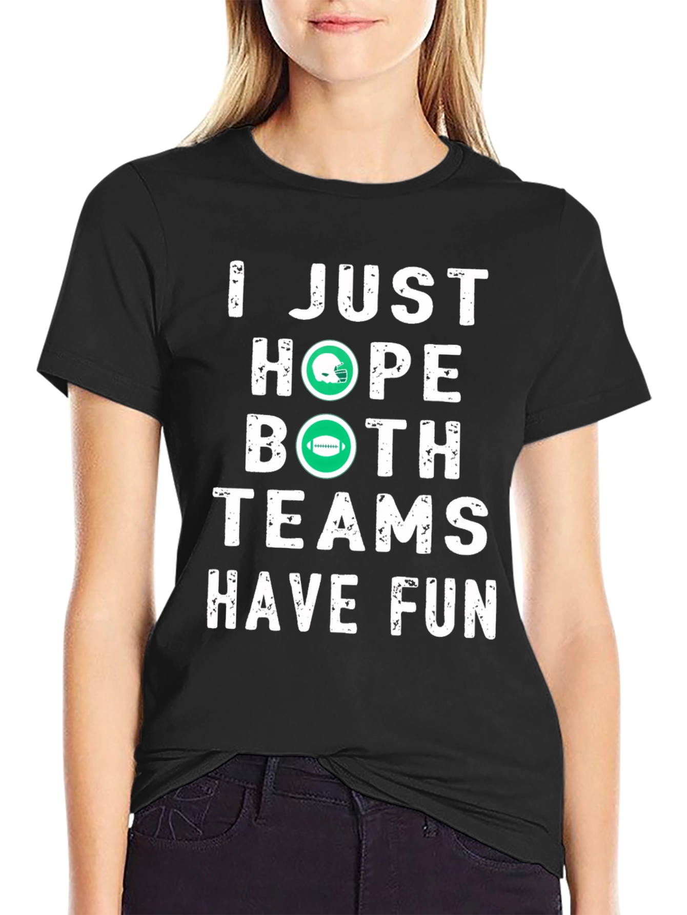Black Funny Football T-Shirt - Hope Both Teams Have Fun view 2