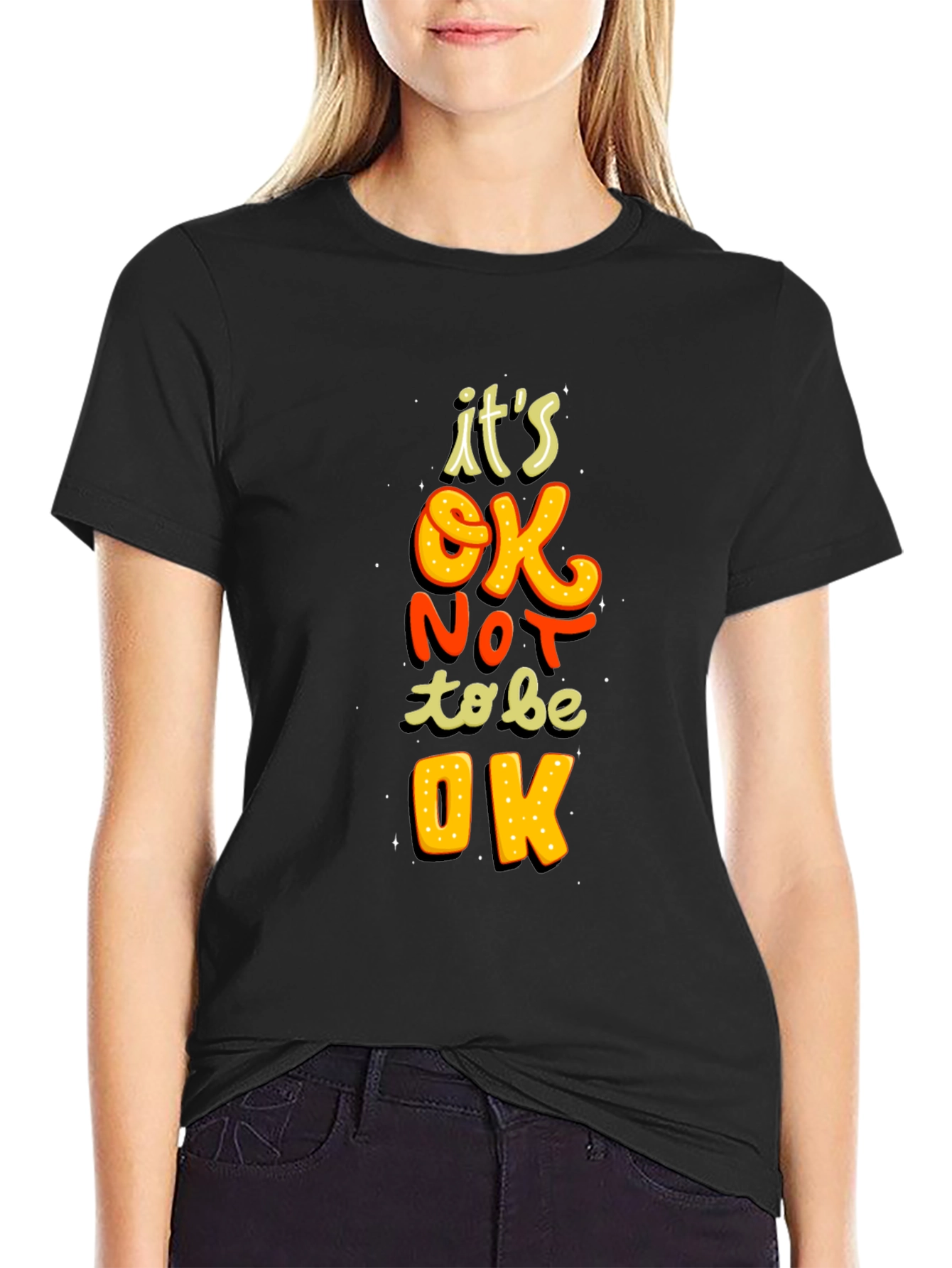 Black It's OK to Not Be OK Graphic Tee view 2