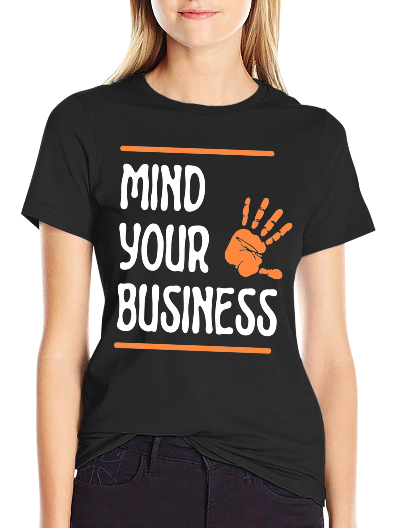 Black Mind Your Business Graphic Tee - Black Casual T-Shirt view 2