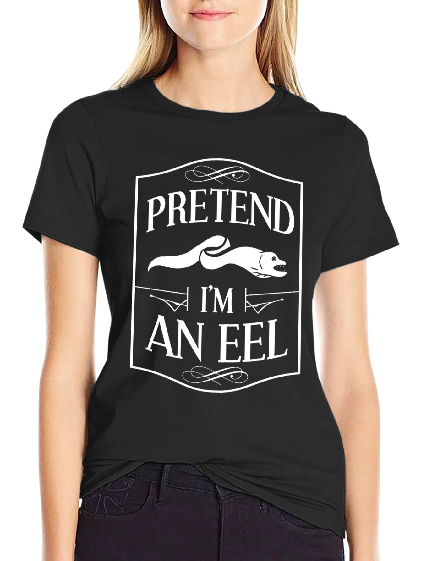 Black Pretend I'm an Eel Graphic Novelty T-Shirt view 2