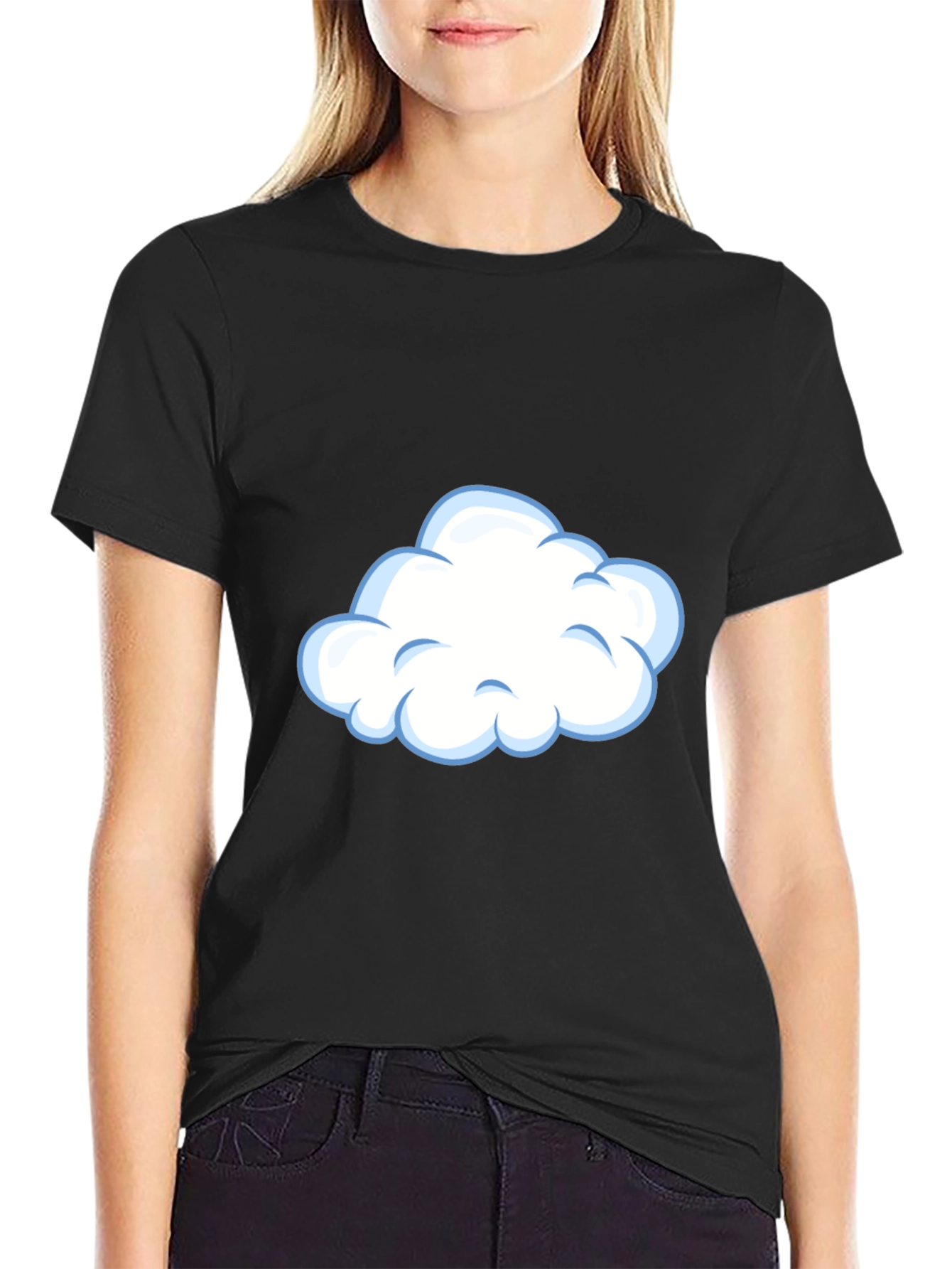 Black Cloud Graphic Tee - Casual Black T-Shirt view 2