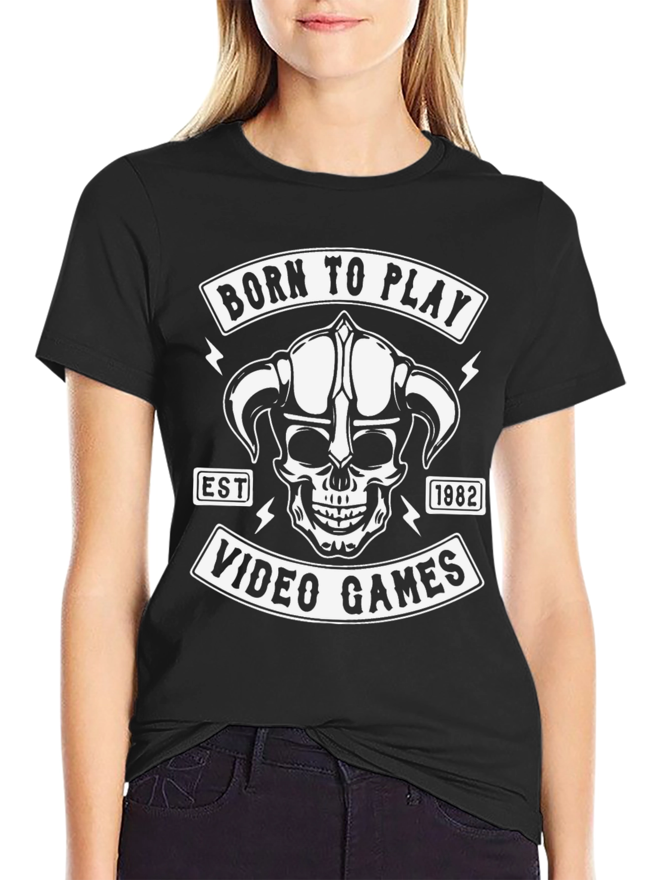 Black Born to Play Video Games T-Shirt view 2