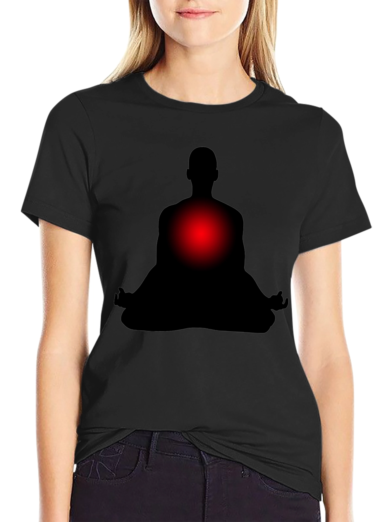Black Meditative Silhouette T-Shirt - Relax & Focus view 2