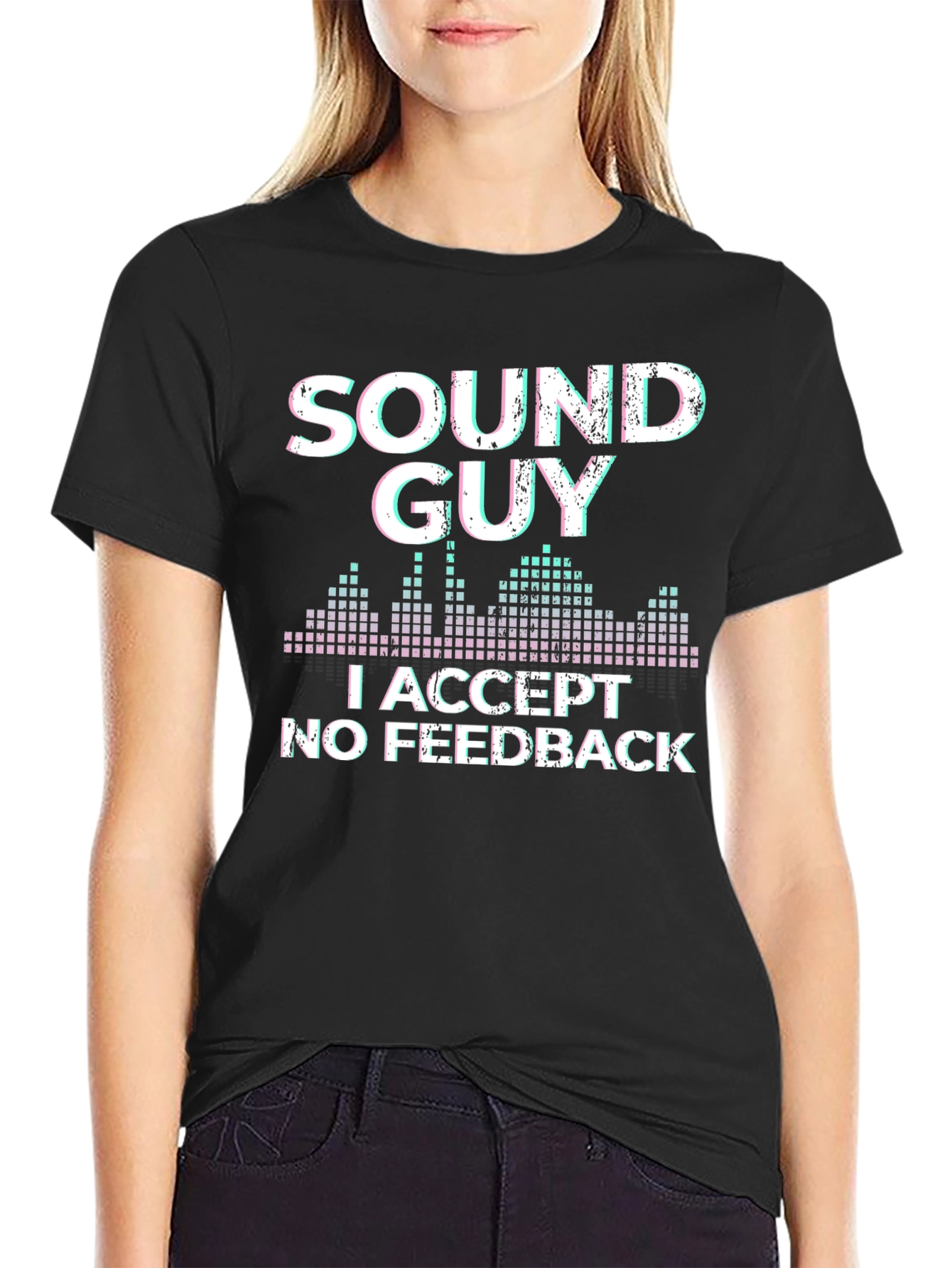 Black Sound Guy T-Shirt: I Accept No Feedback Graphic Tee view 2