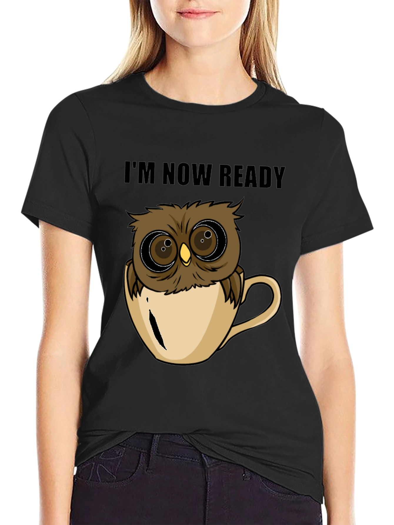 Black Owl in Cup T-Shirt - I'm Now Ready view 2