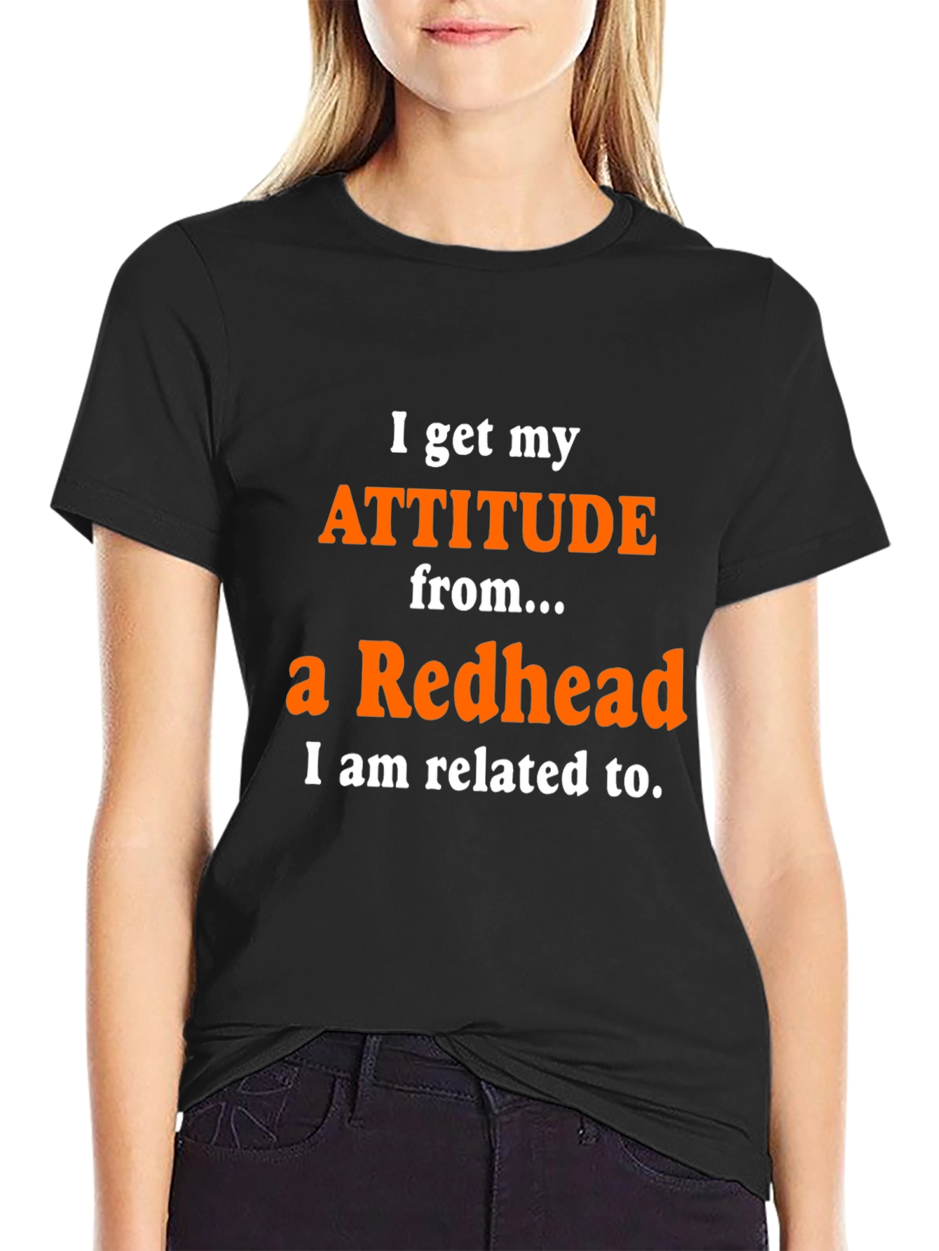 Black Attitude From a Redhead T-Shirt Funny Sarcastic Graphic Tee view 2