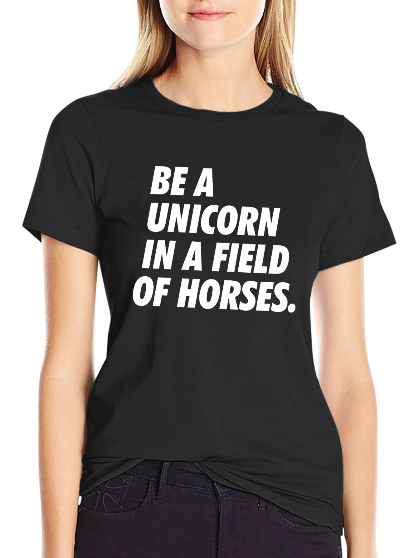 Black Be a Unicorn Graphic Tee - Black view 2