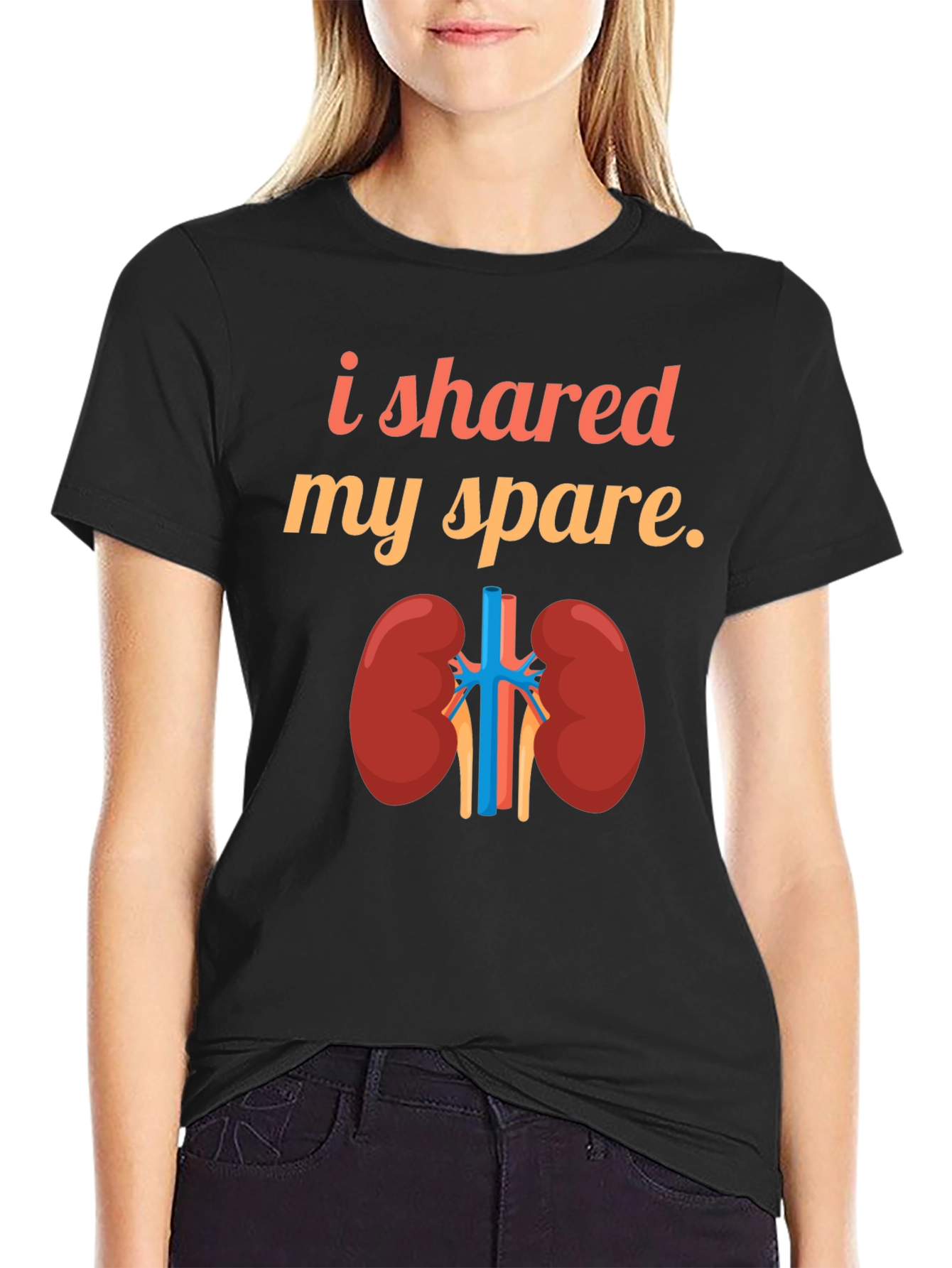 Black Kidney Donor T-Shirt - I Shared My Spare view 2