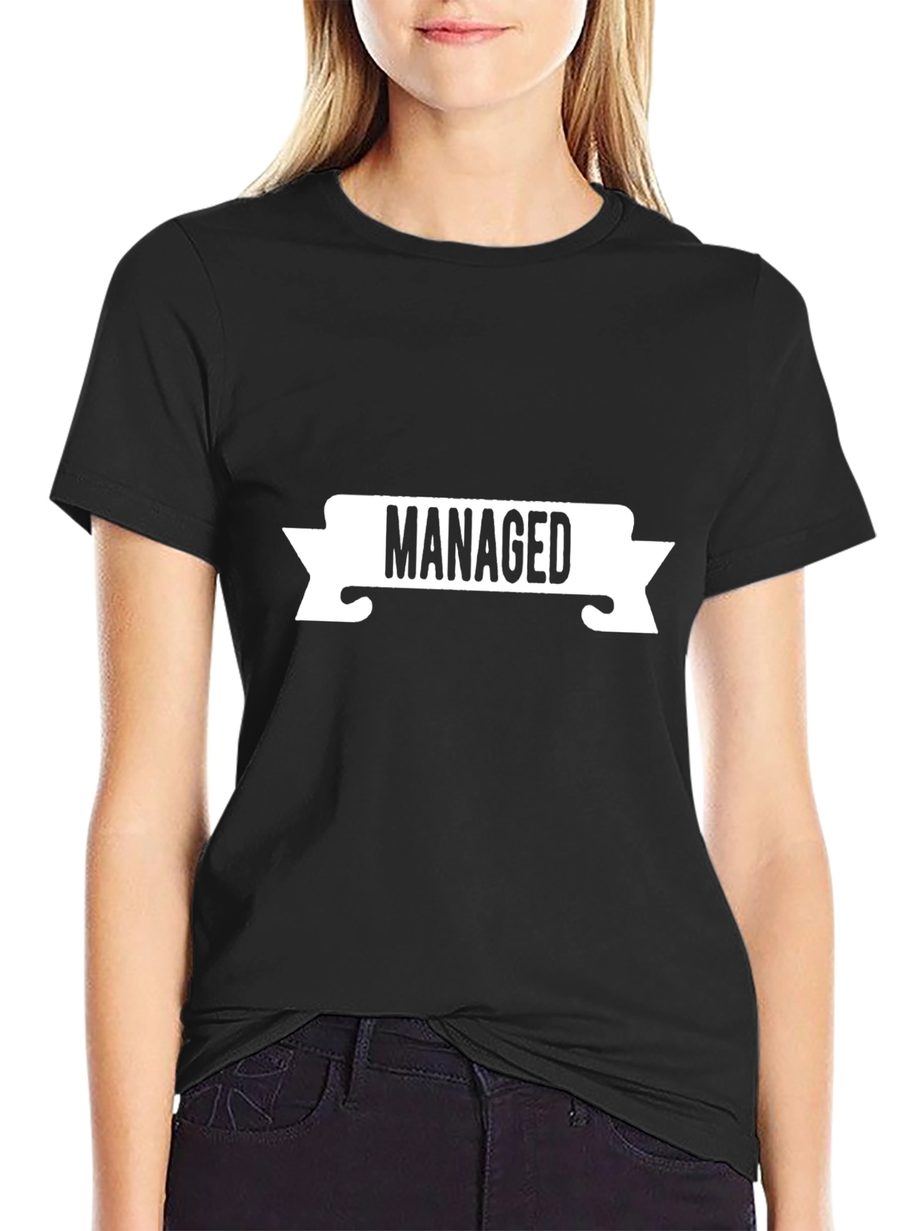 Black Managed Funny T-Shirt - Casual Tee view 2