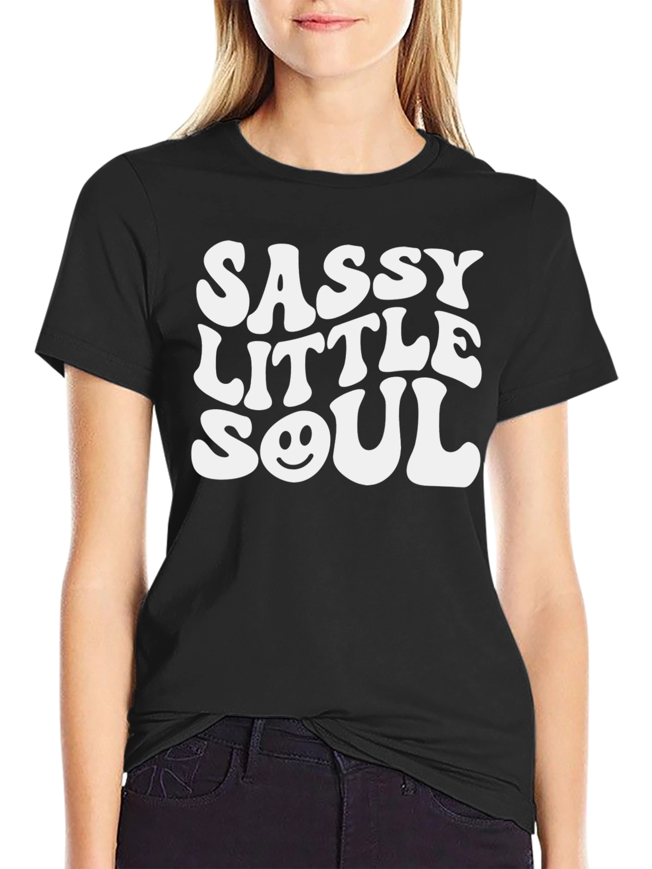 Black Sassy Little Soul T-Shirt - Trendy Graphic Tee view 2