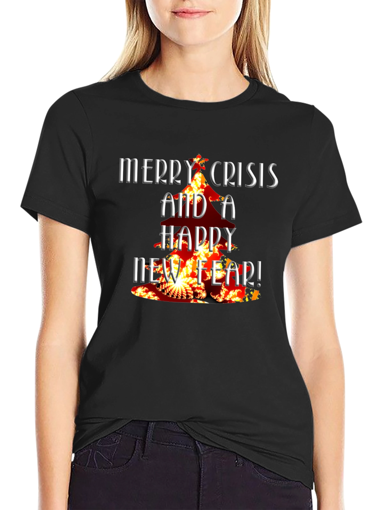 Black Merry Crisis T-Shirt - Dark Humor Tee view 2