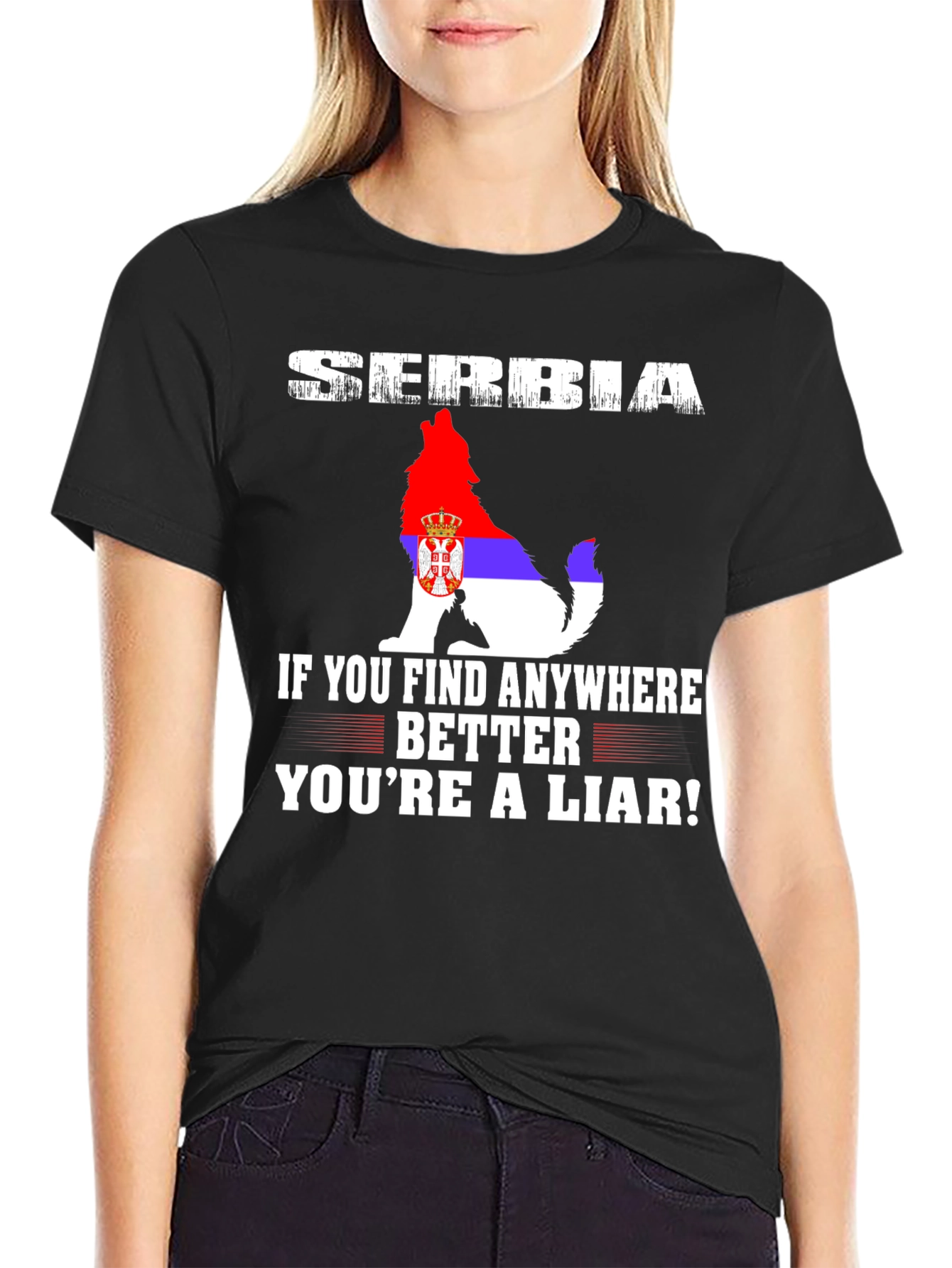 Serbia Wolf Flag Graphic Tee - Patriotic Pride T-Shirt - 2