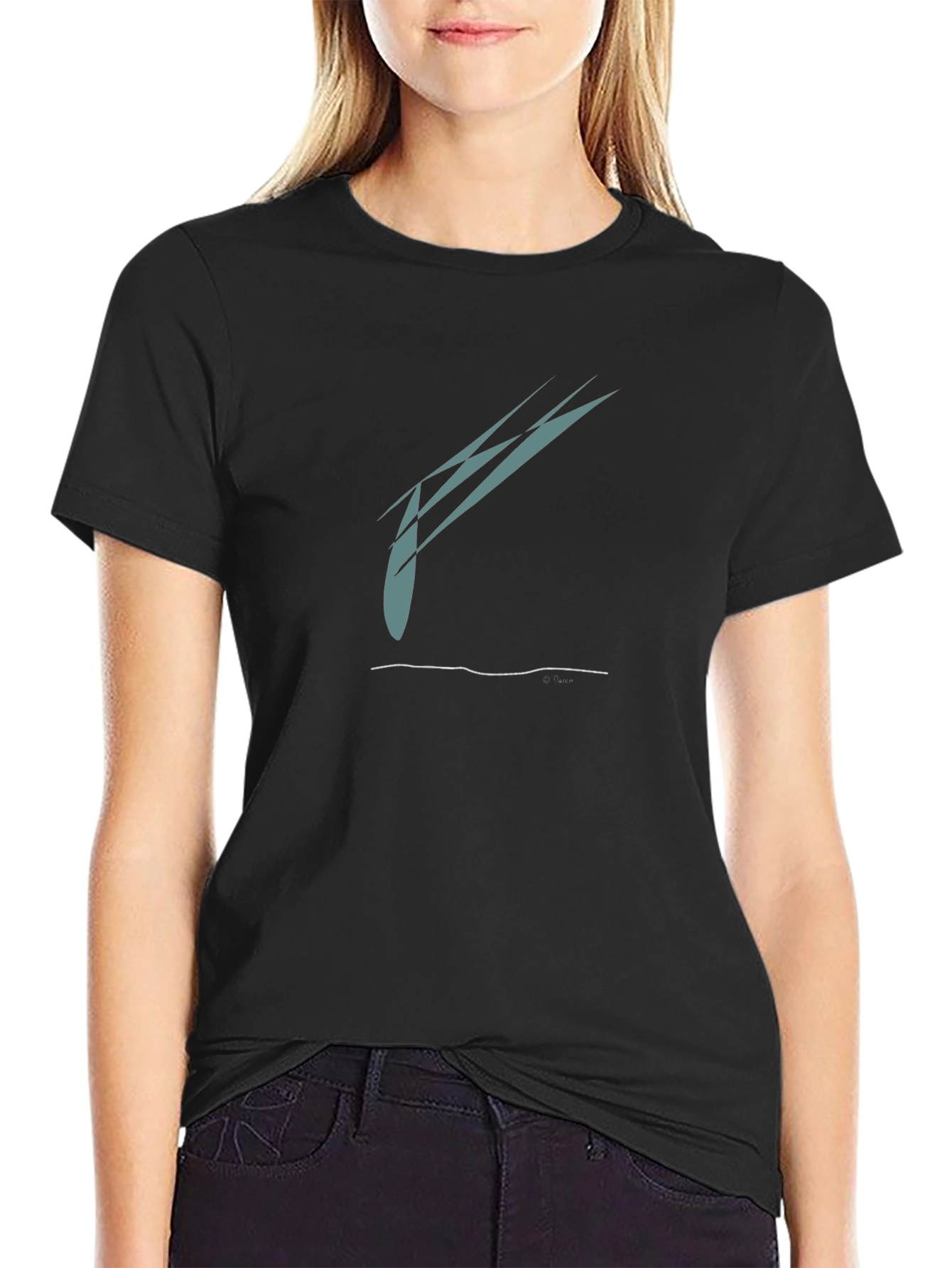 Black Abstract Graphic Black T-Shirt - Modern Casual Wear view 2