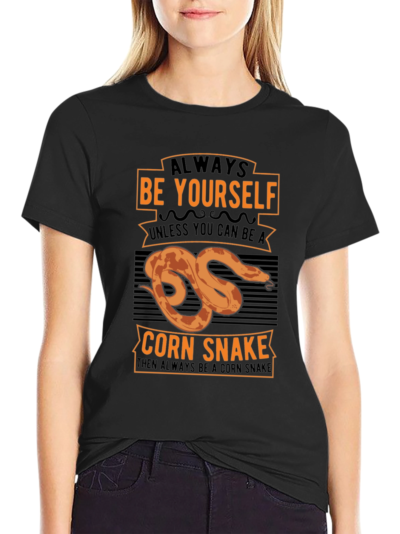 Black Always Be Yourself Corn Snake Graphic T-Shirt view 2