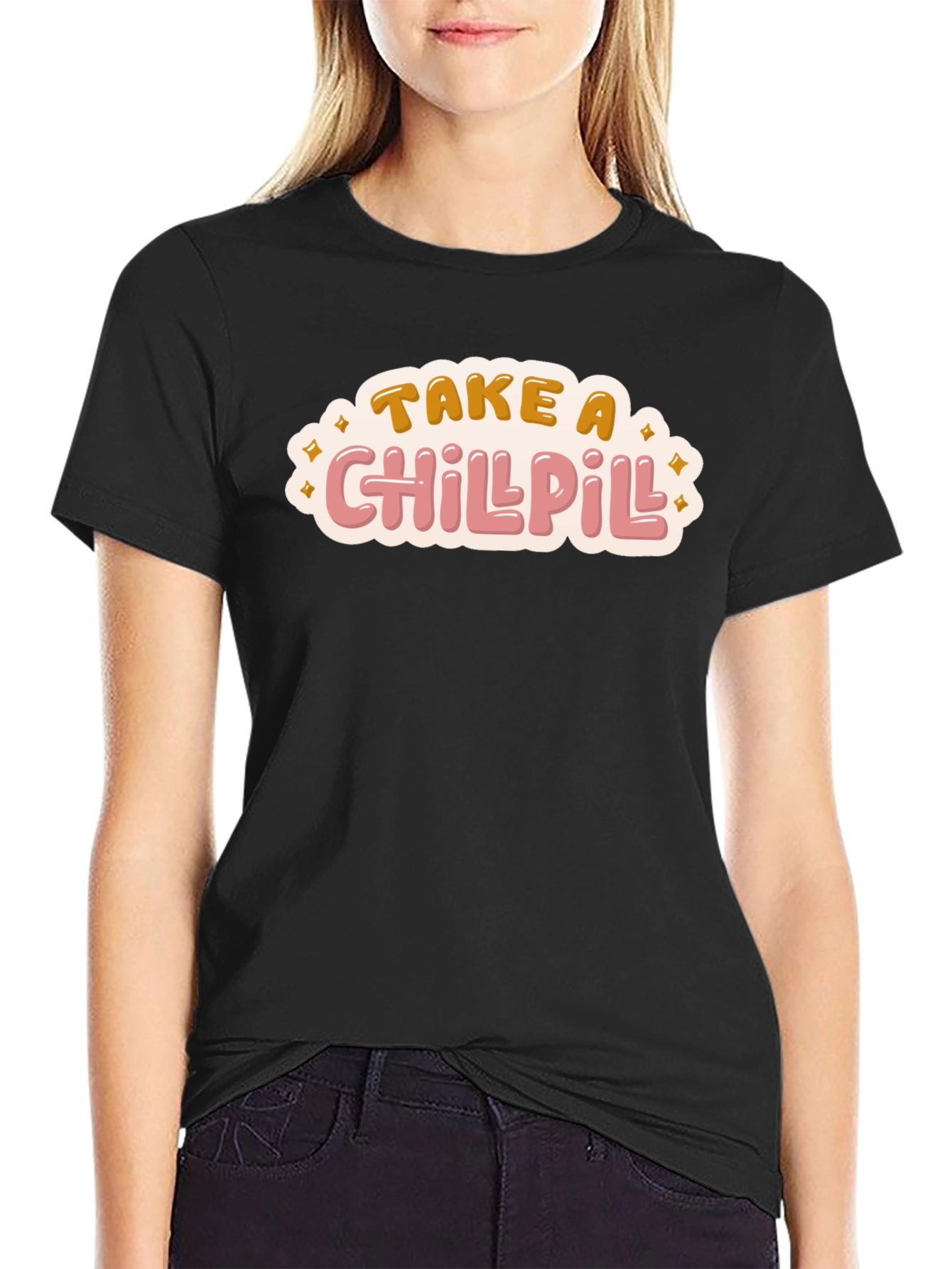 Black Chill Pill Graphic Tee - Relax in Style view 2