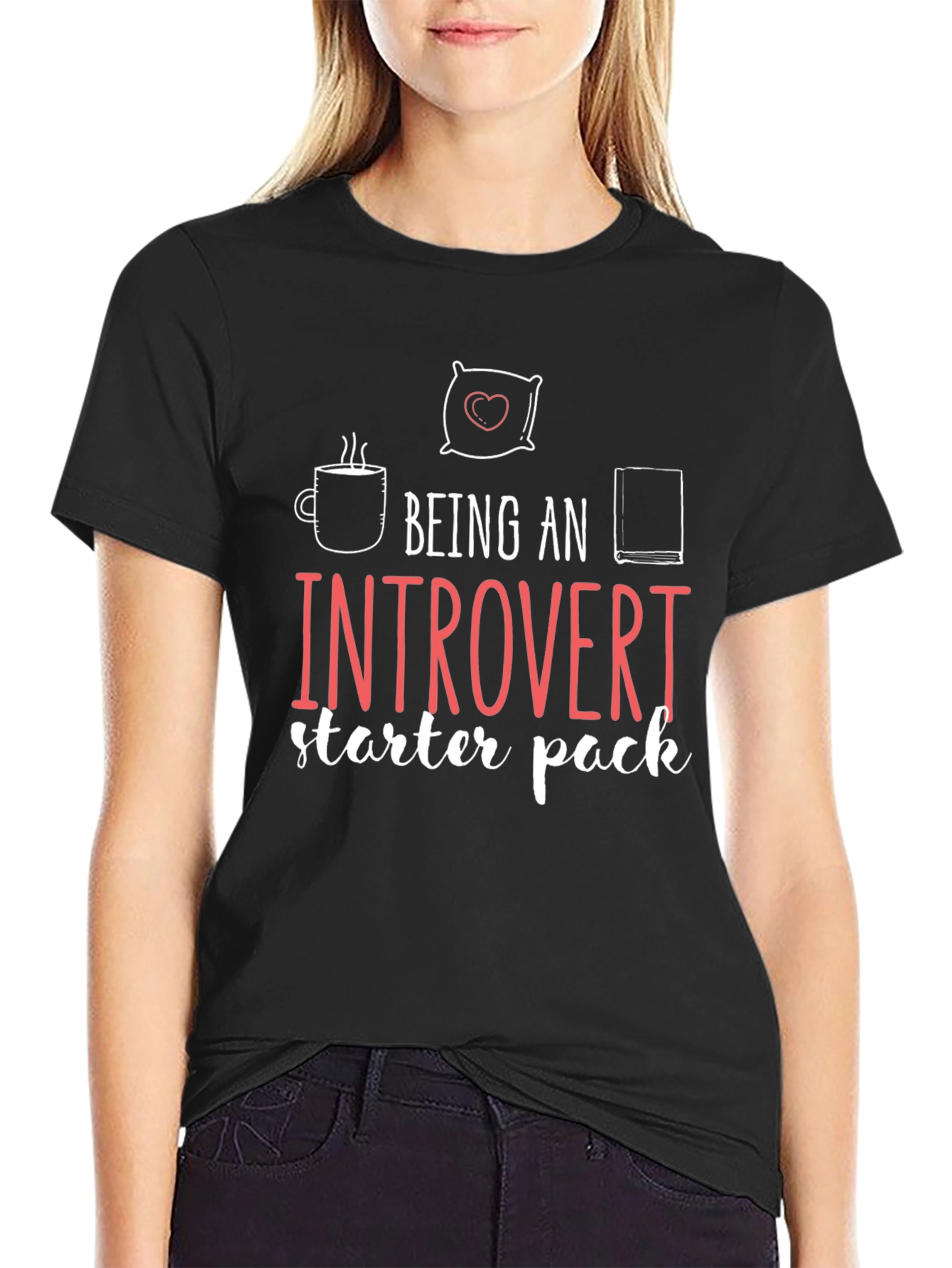 Black Introvert Starter Pack Graphic T-Shirt view 2