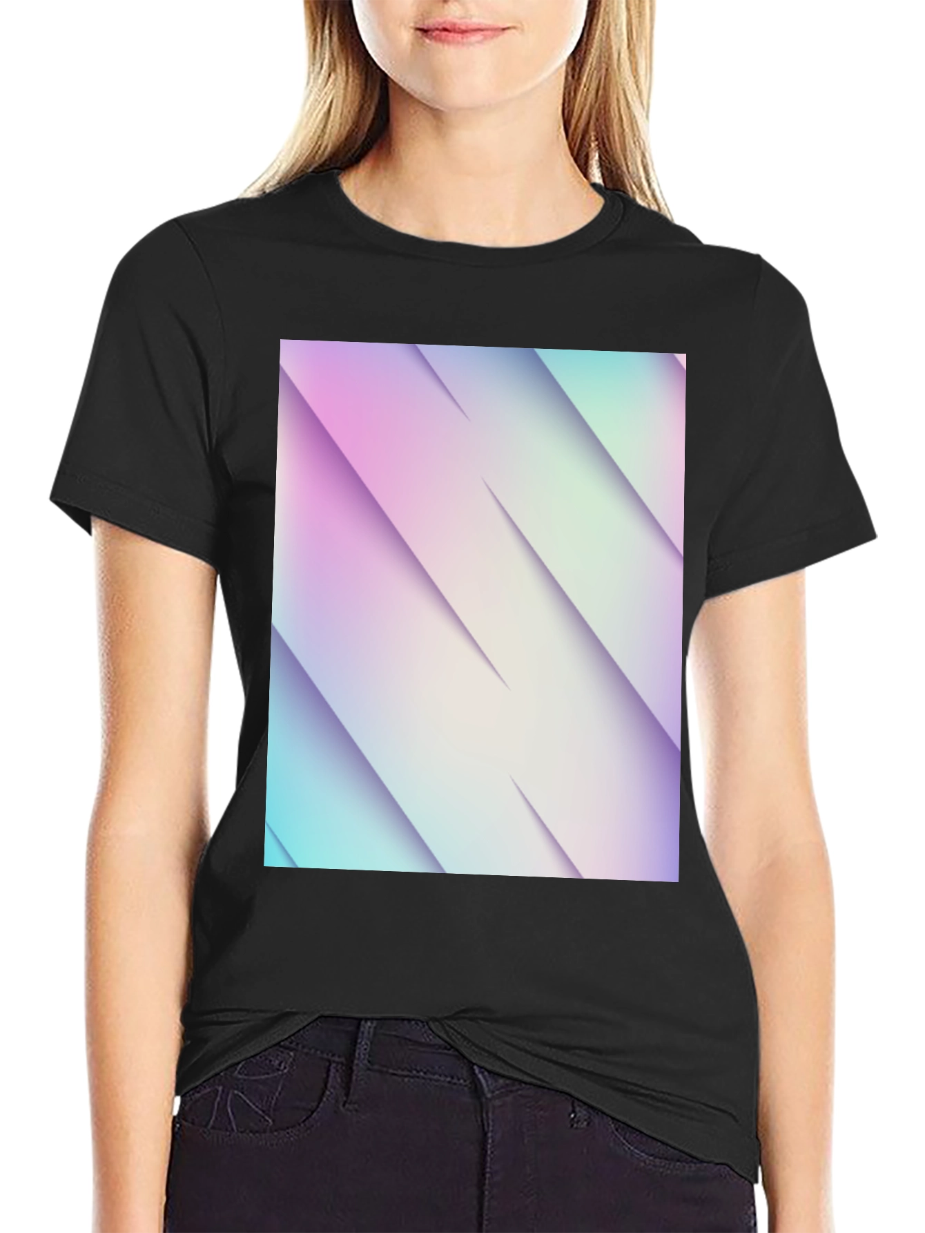 Black Modern Gradient T-Shirt - Stylish Geometric Design view 2