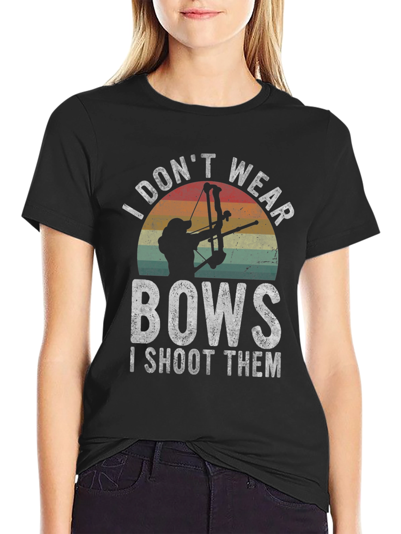 Black Archery T-Shirt - I Don't Wear Bows I Shoot Them view 2
