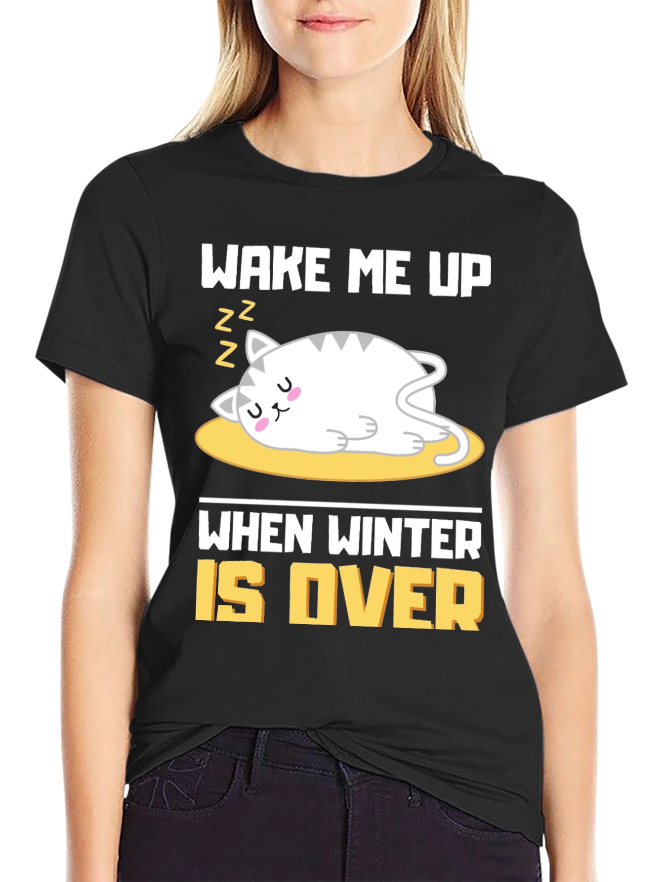 Black Wake Me Up When Winter Is Over T-Shirt view 2