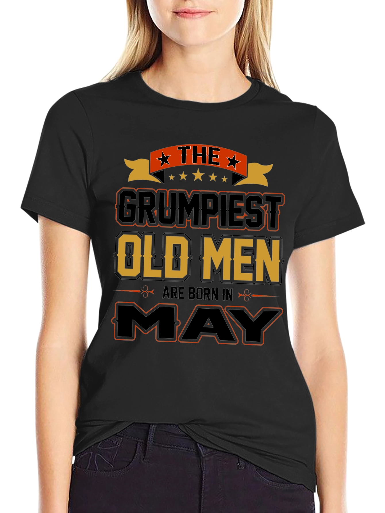 Black Grumpiest Old Men Born In May T-Shirt view 2