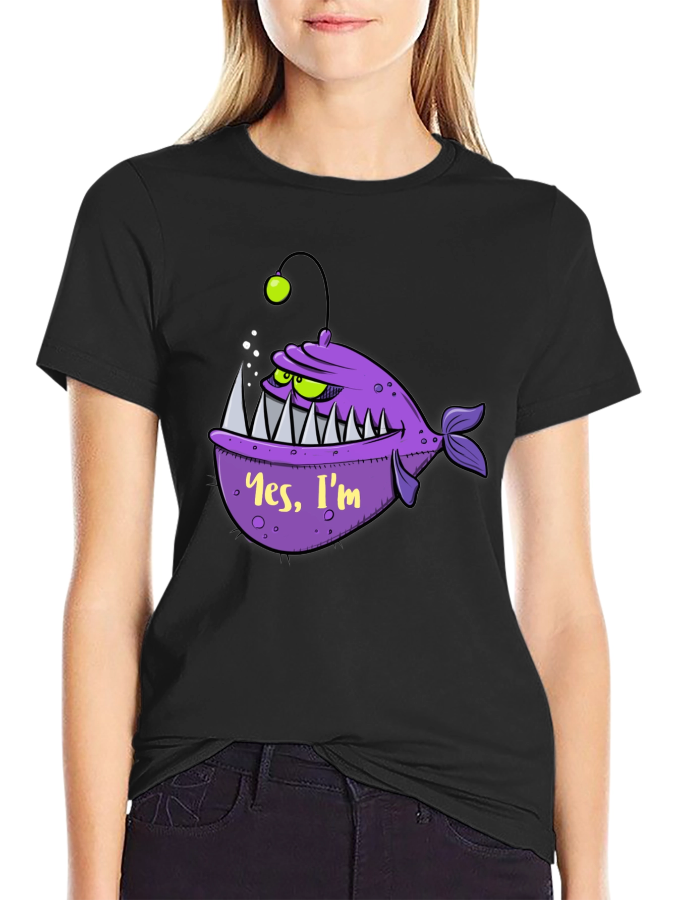 Black Angler Fish Graphic Tee - Yes, I'm Scary! view 2
