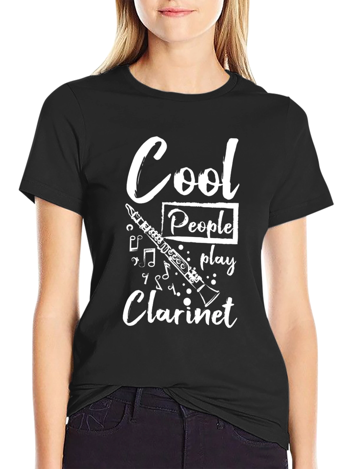 Black Cool People Play Clarinet T-Shirt - Music Lover Gift view 2
