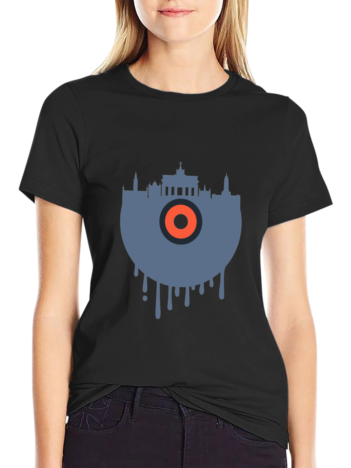 Black Berlin Skyline Vinyl Graphic Tee - Cool Urban Style view 2